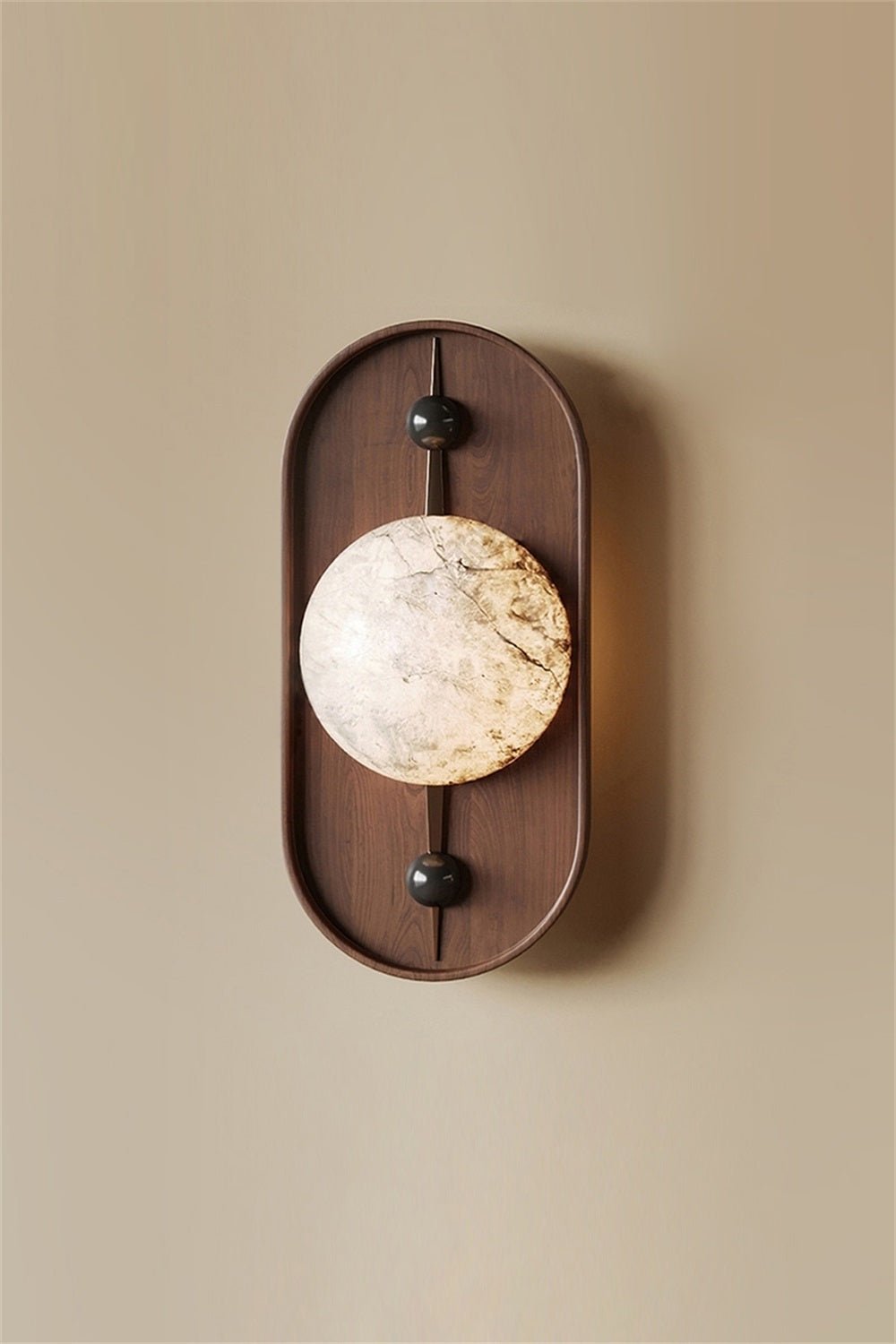 Nivuielle Oval Alabaster Wood Plug Wall Light