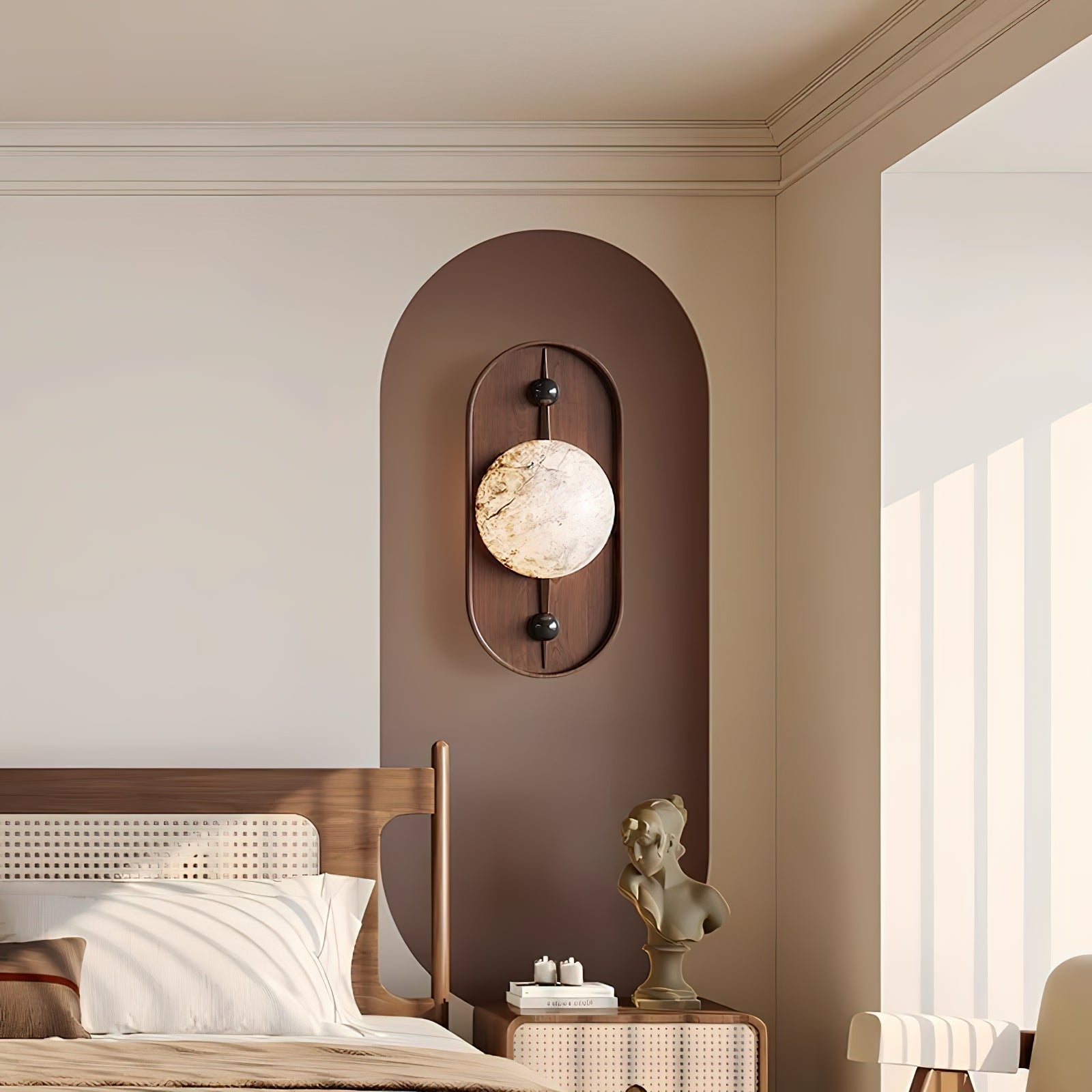 Lyvaran Oval Alabaster Wood Wall Light