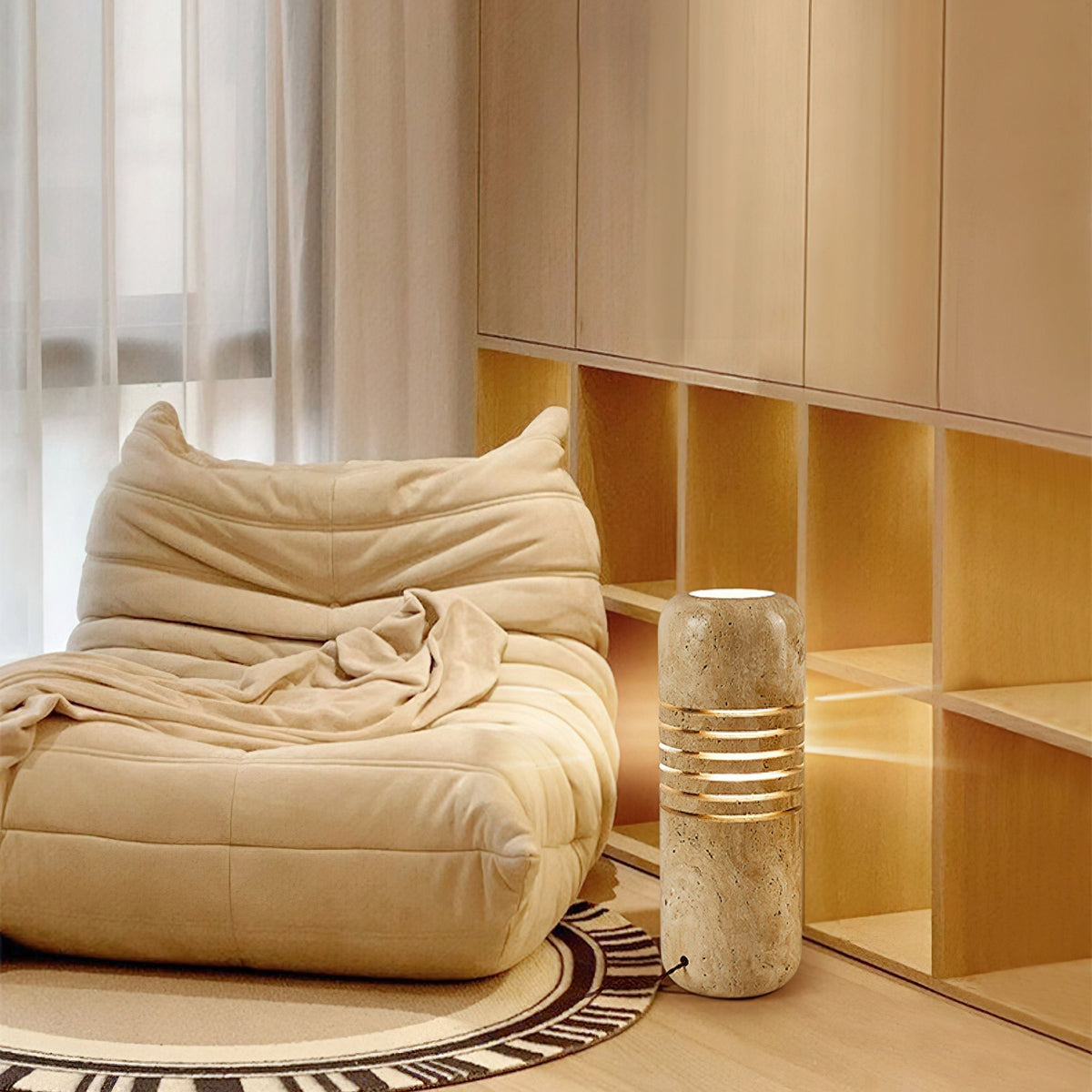 Aursolila Cylindrical Travertine Table Lamp