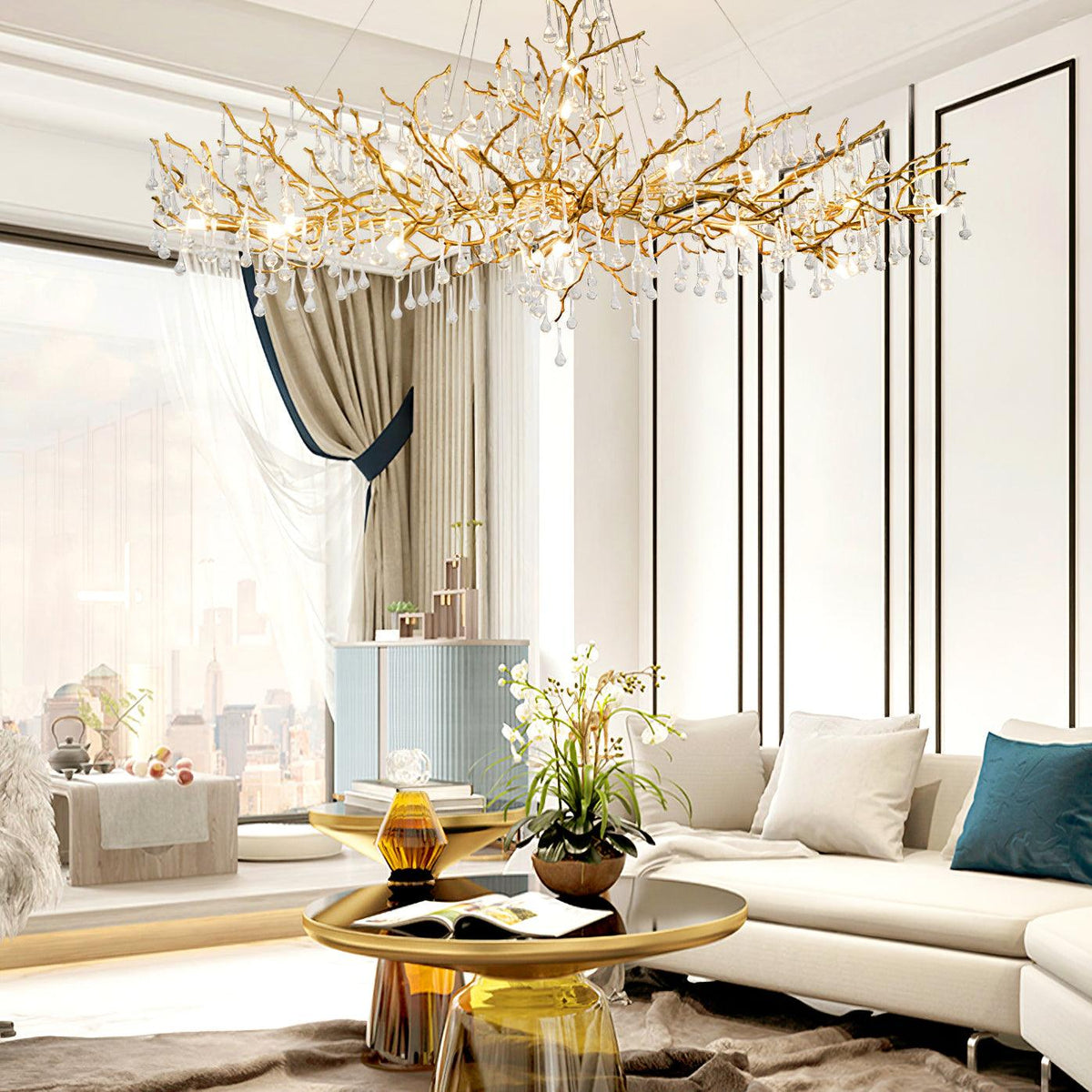 Elyeelle Chandelier Brass Crystal Branch