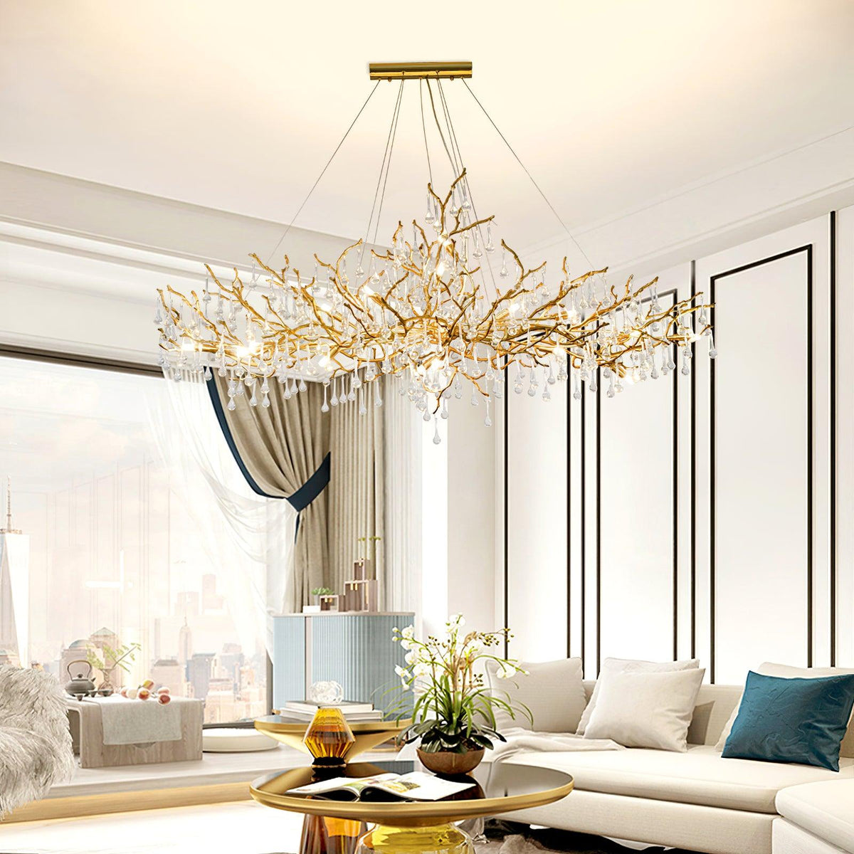 Elyeelle Chandelier Brass Crystal Branch