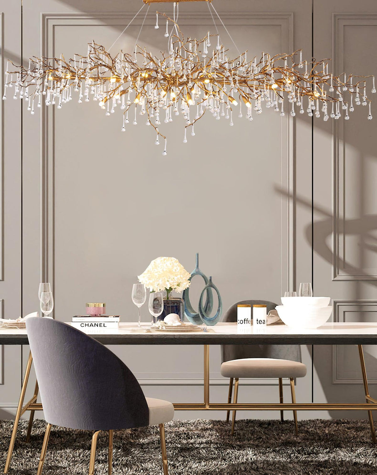 Elyeelle Chandelier Brass Crystal Branch