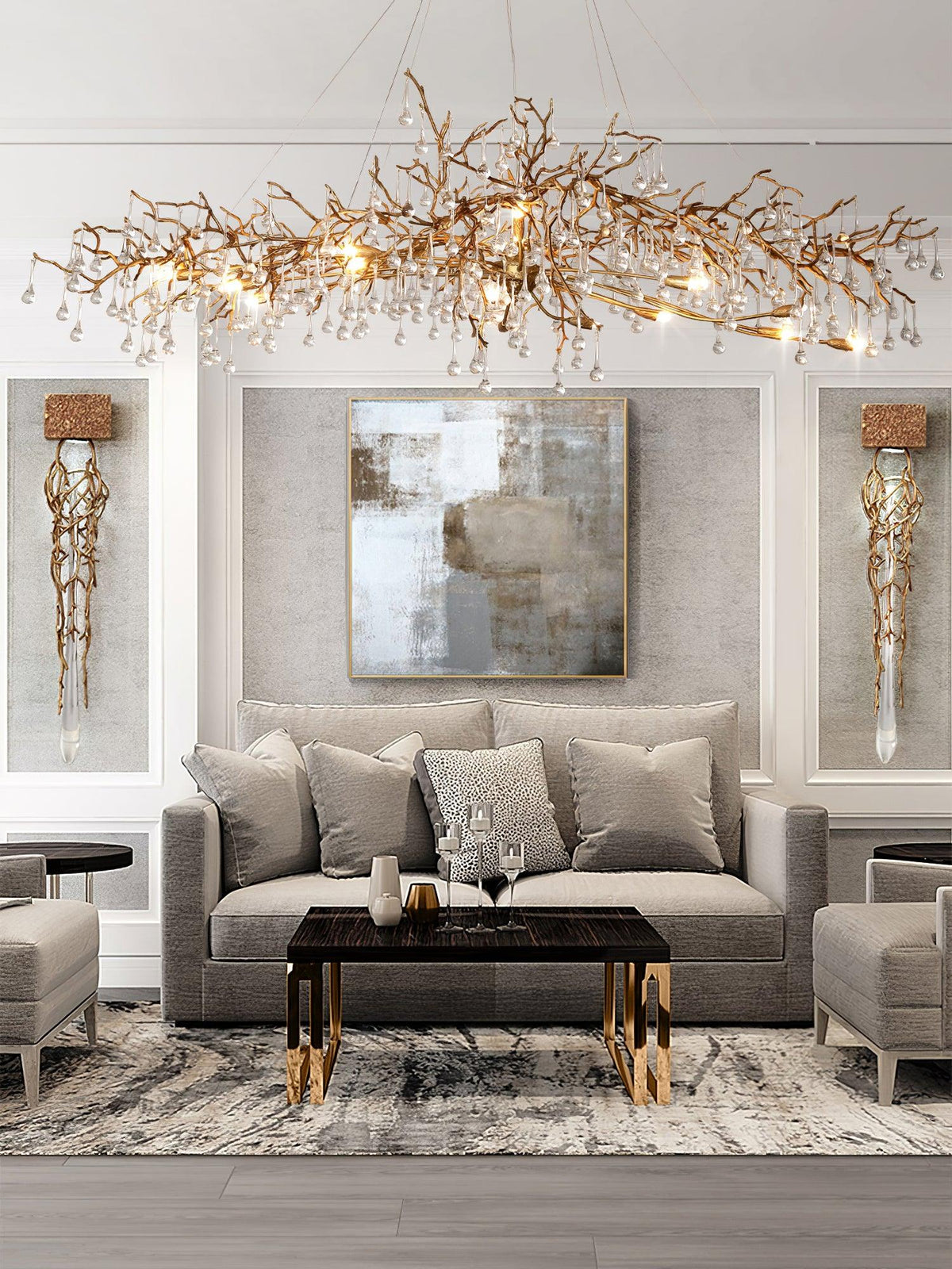 Elyeelle Chandelier Brass Crystal Branch