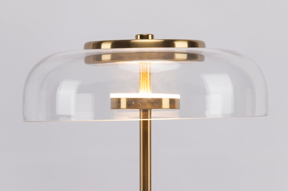 Rinelette Table Lamp Clear Glass Shade Wood Base