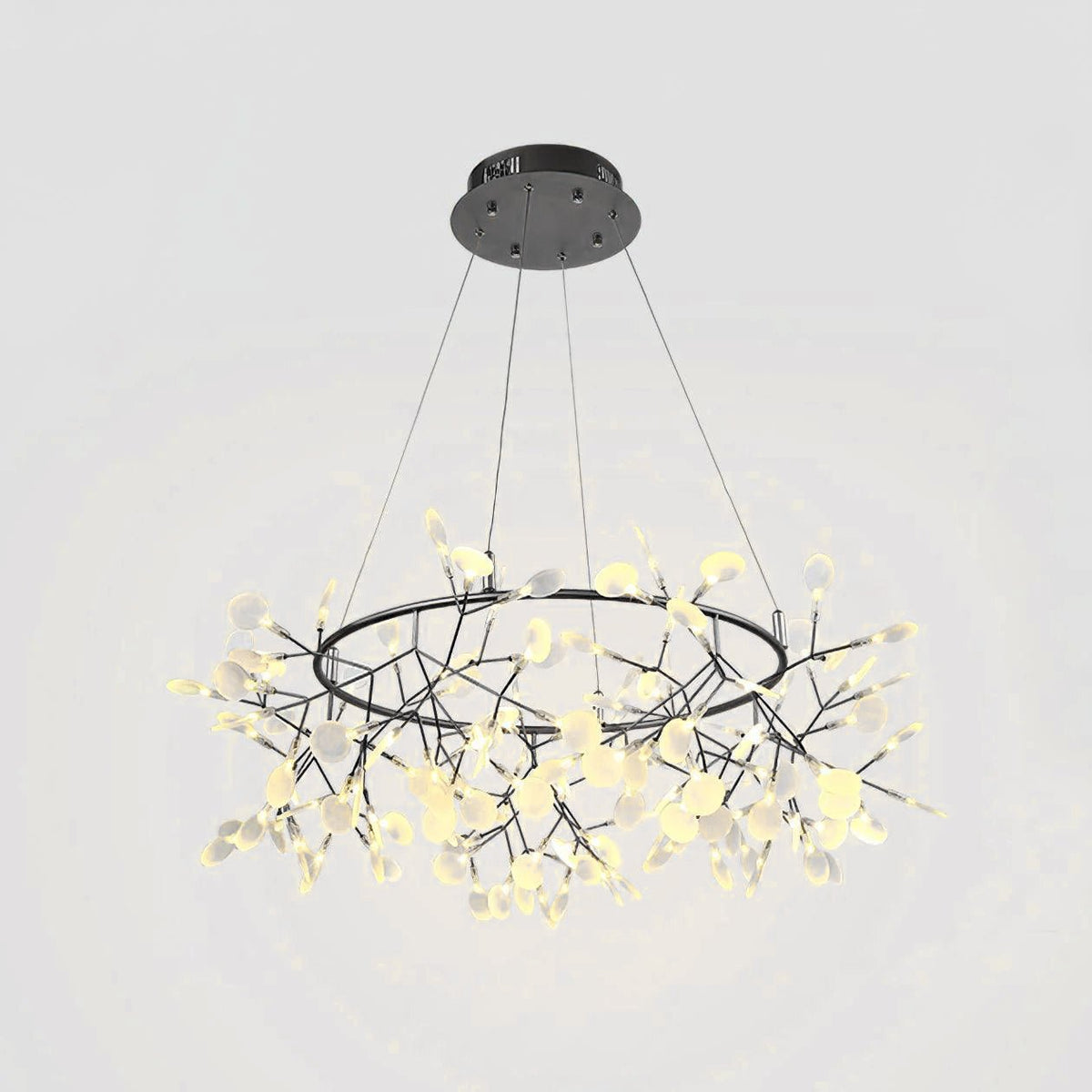 Zesion Chandelier Black Ring Firefly Branch