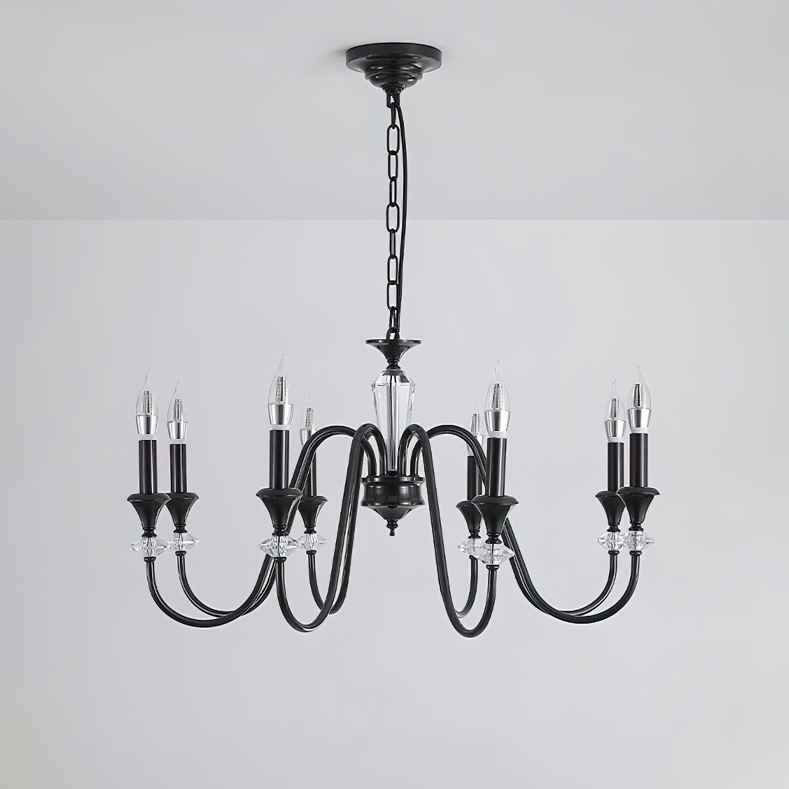 Selivora Chandelier Black & Crystal Candelabra