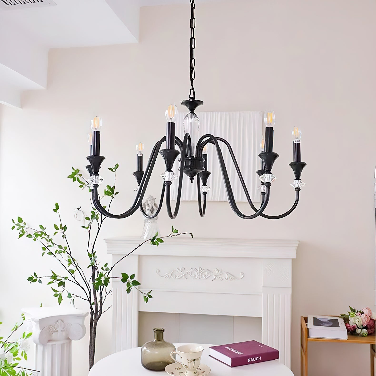 Selivora Chandelier Black & Crystal Candelabra
