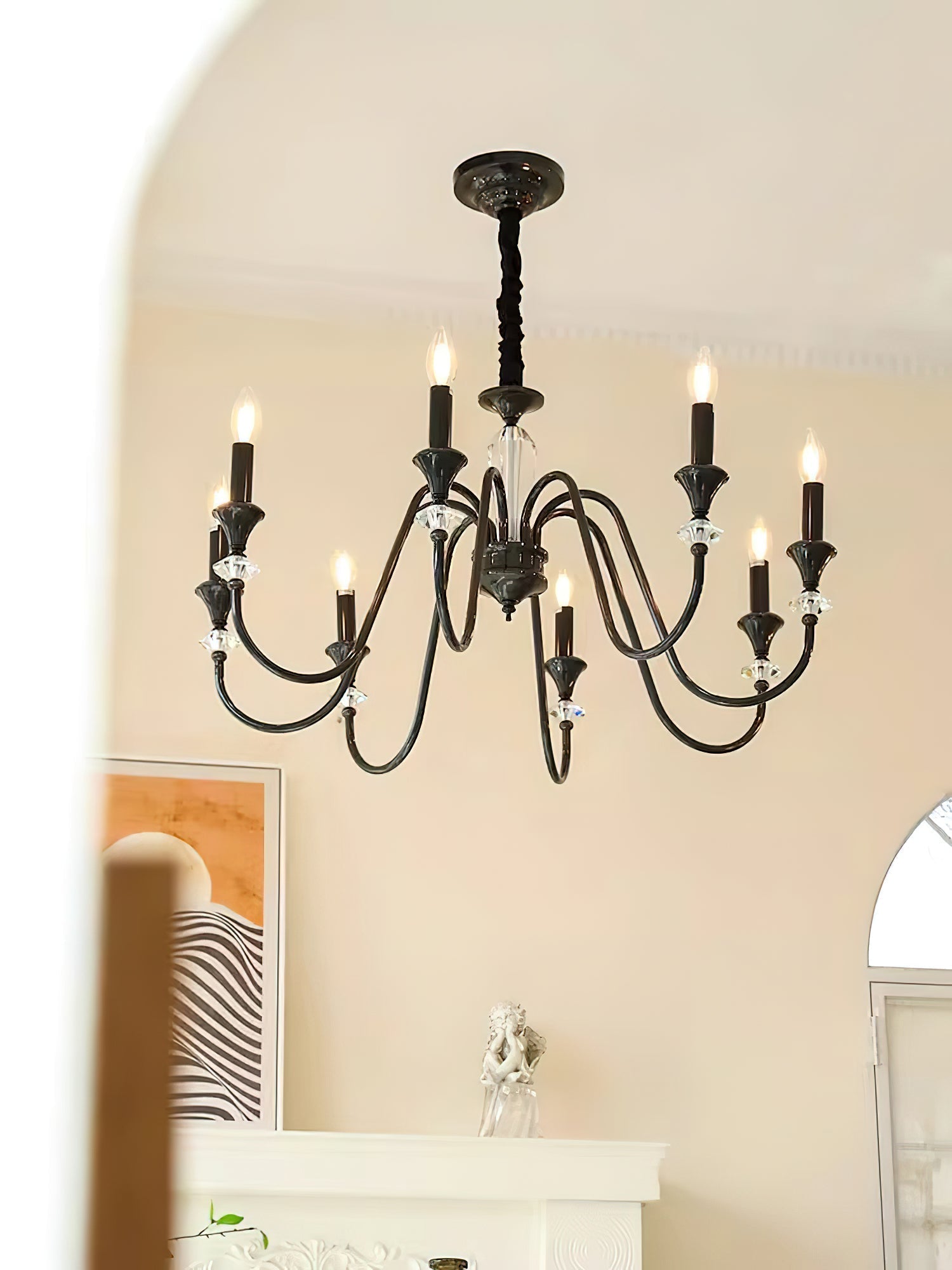 Selivora Chandelier Black & Crystal Candelabra
