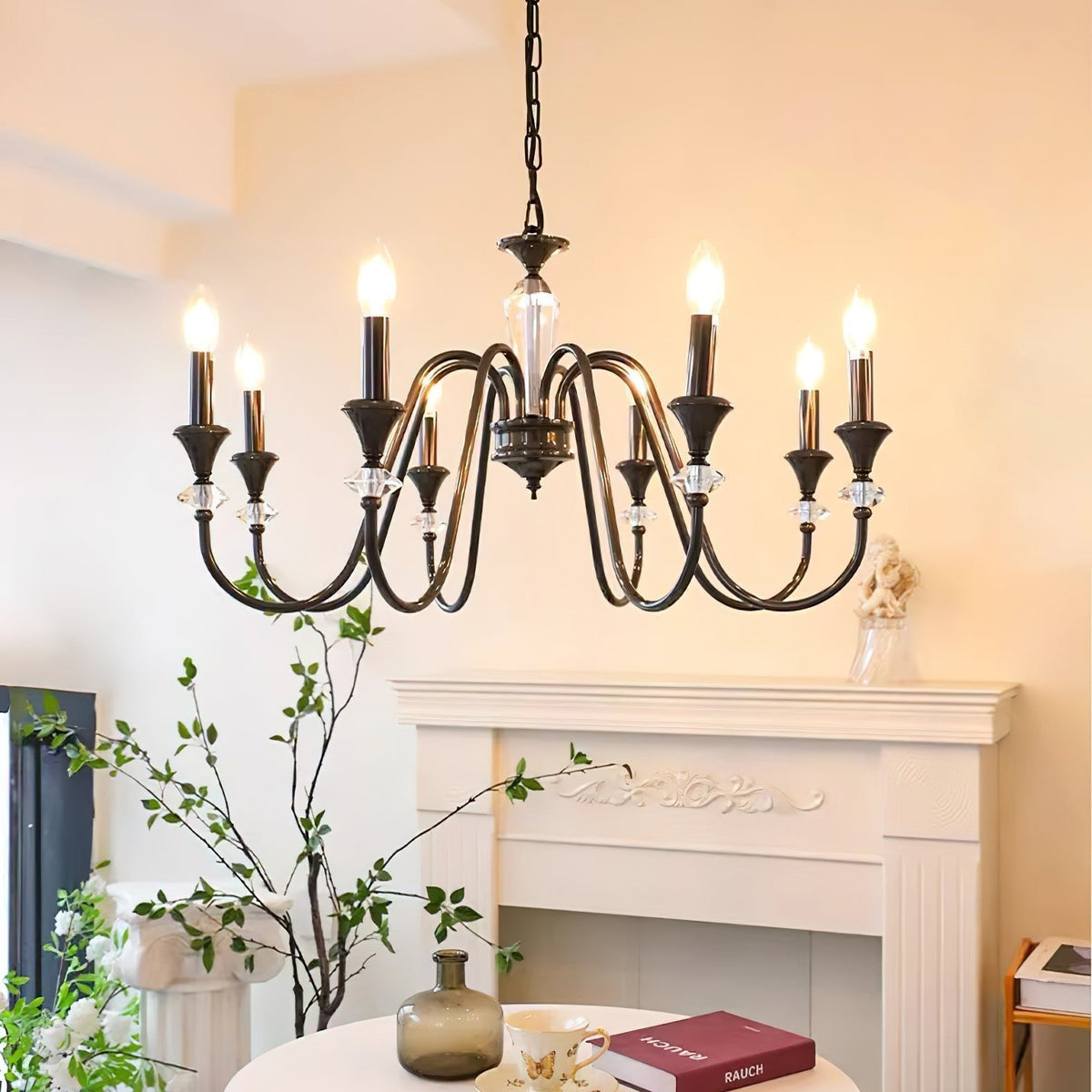 Selivora Chandelier Black & Crystal Candelabra