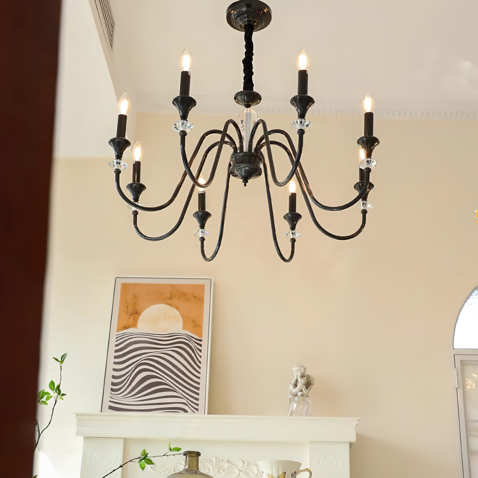 Selivora Chandelier Black & Crystal Candelabra