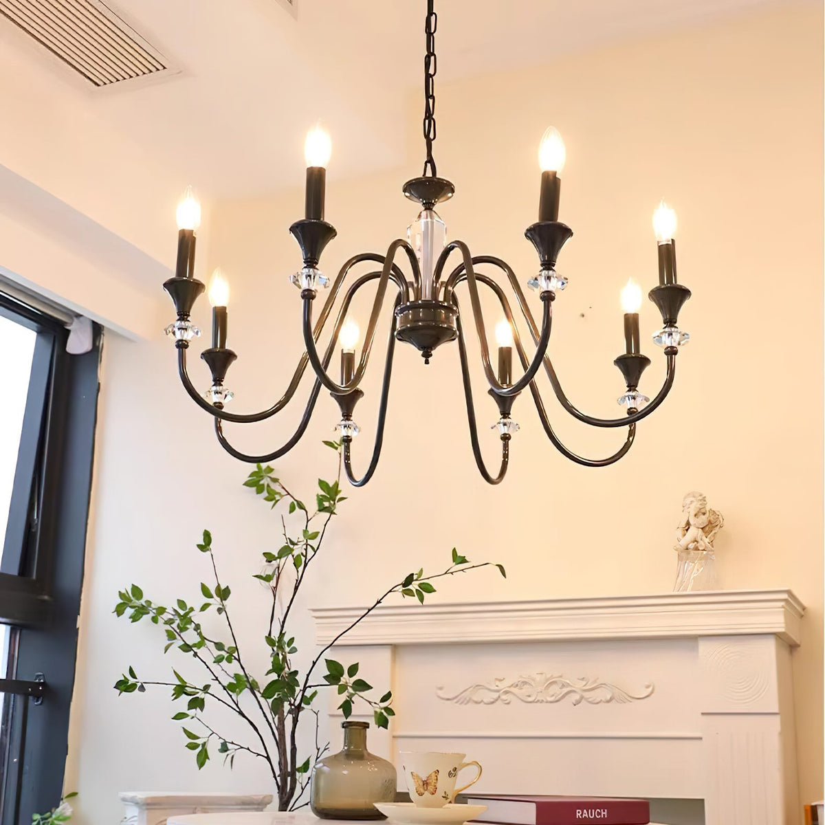 Selivora Chandelier Black & Crystal Candelabra