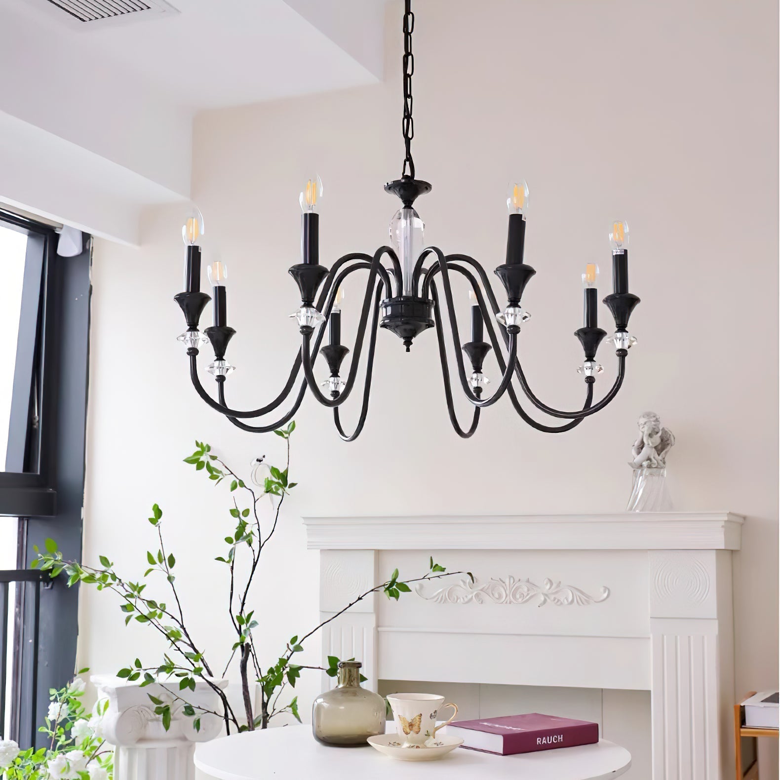 Selivora Chandelier Black & Crystal Candelabra