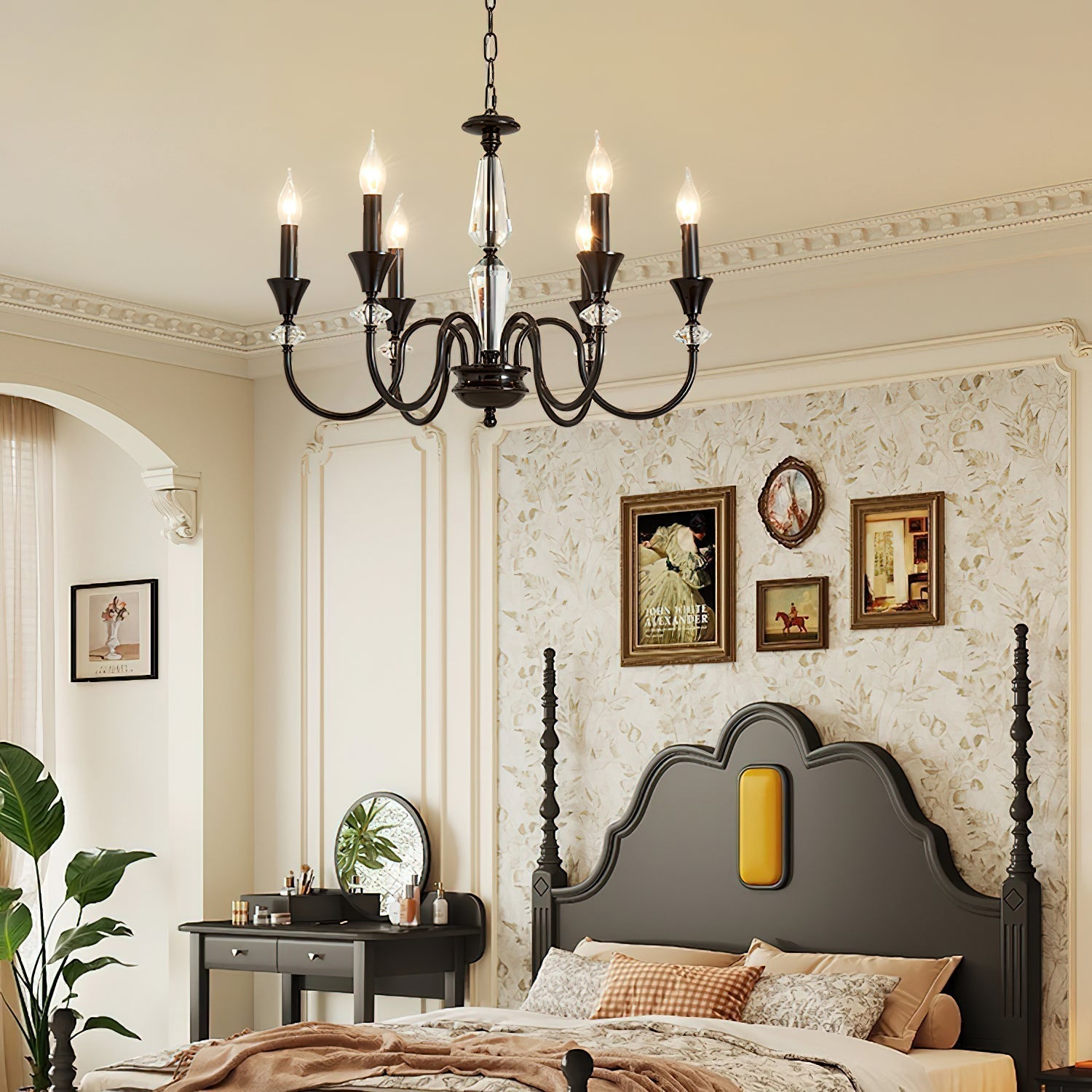 Selivora Chandelier Black & Crystal Candelabra