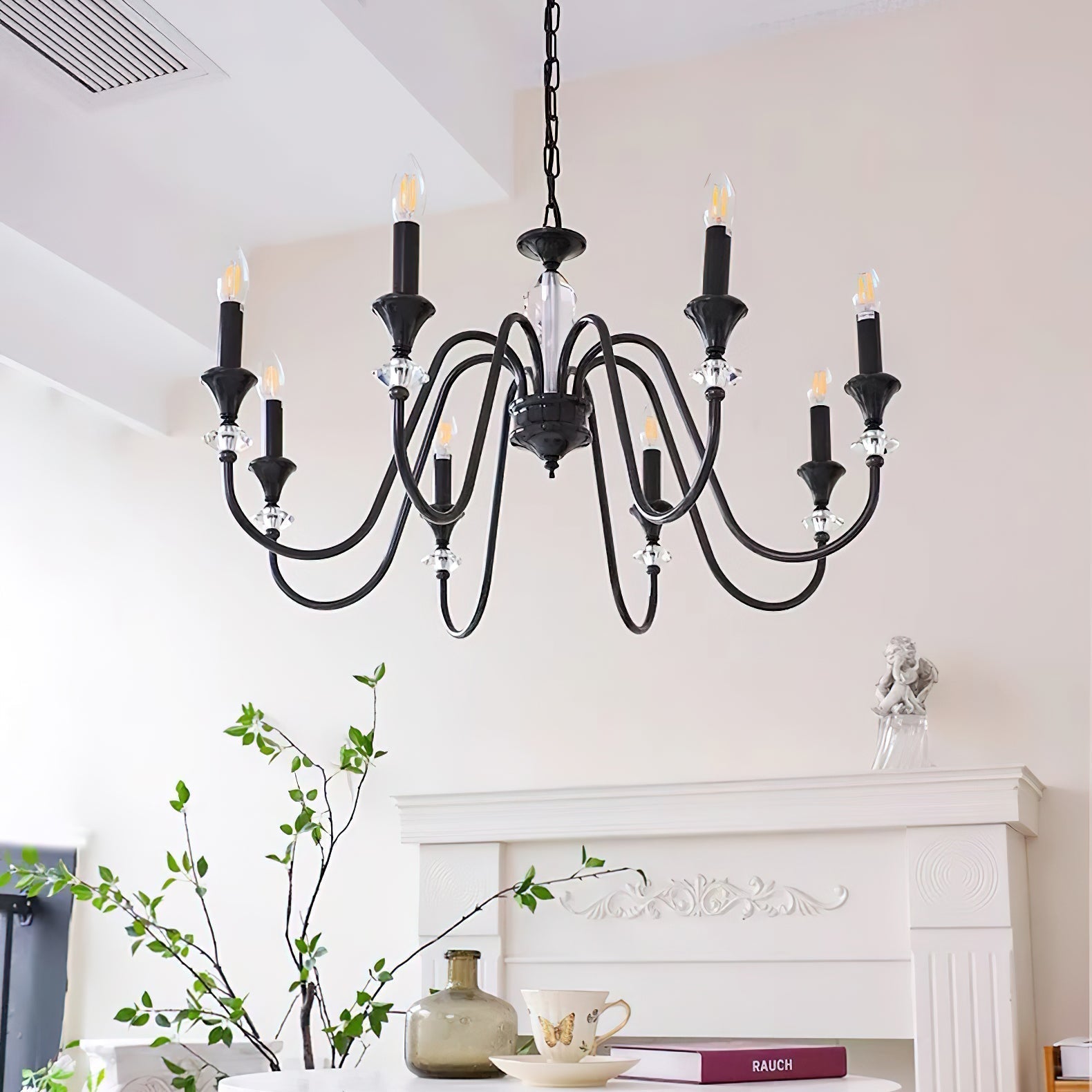 Selivora Chandelier Black & Crystal Candelabra