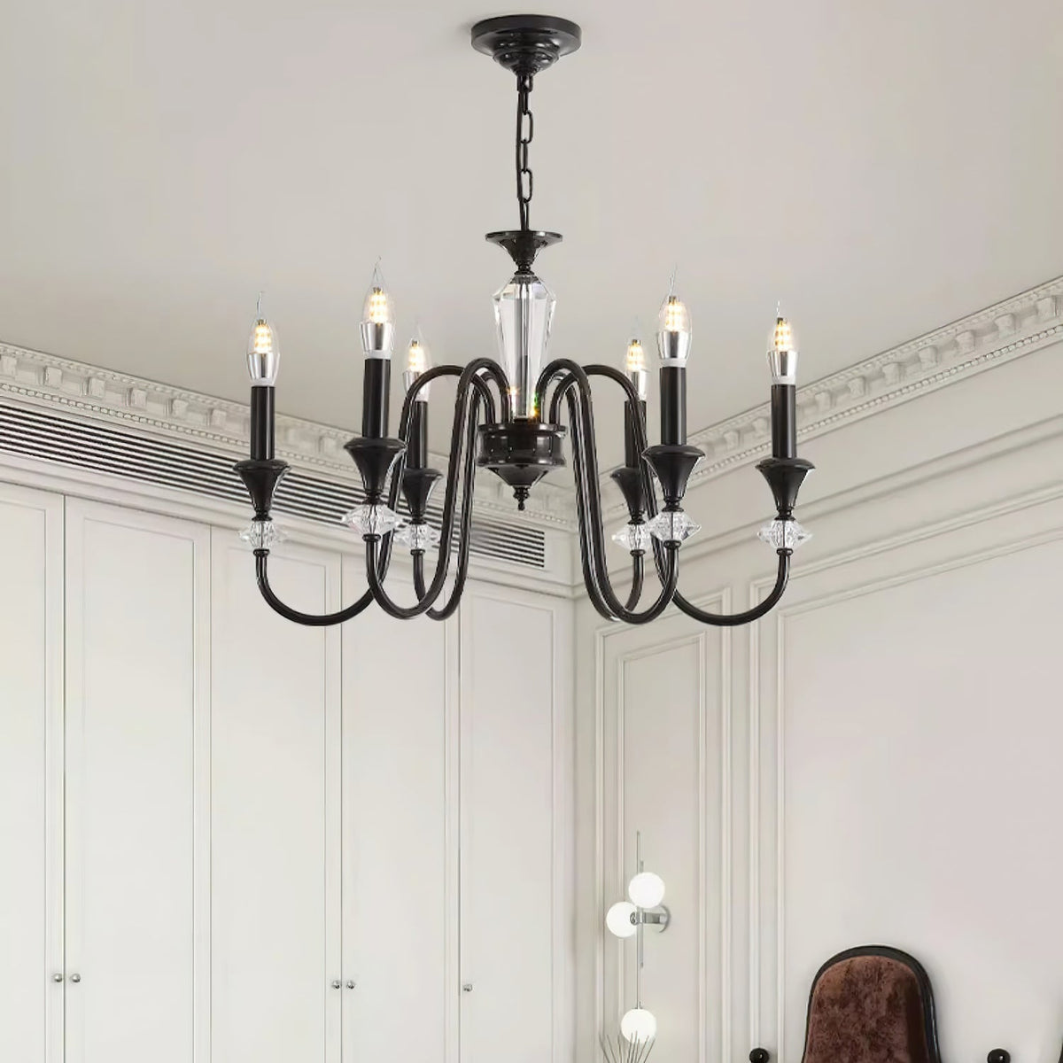 Selivora Chandelier Black & Crystal Candelabra