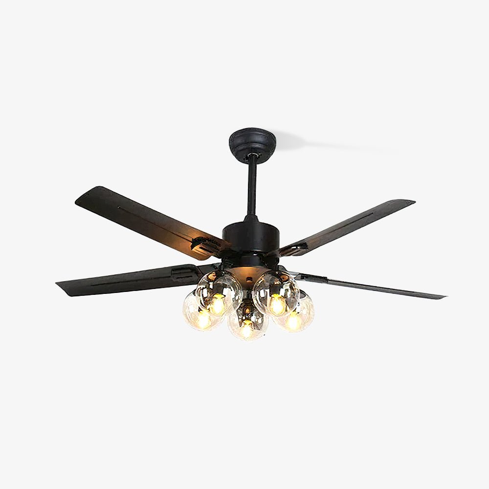 Zazoren Vintage Black Glass Ceiling Fan Light