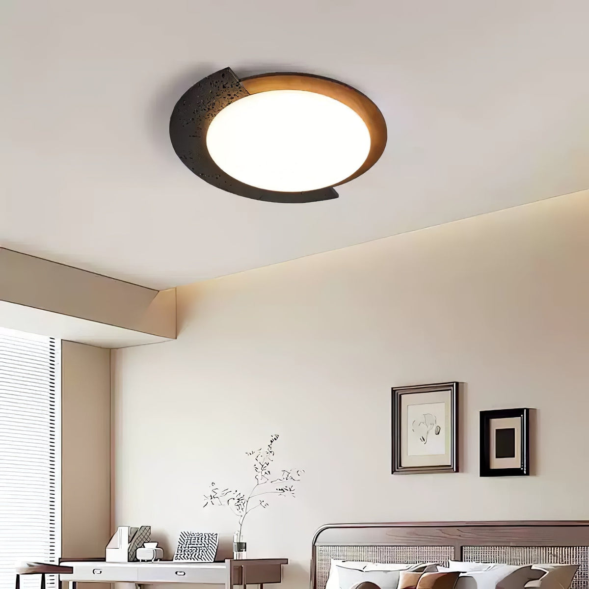 Taveira Asymmetrical Black Travertine Ceiling Light