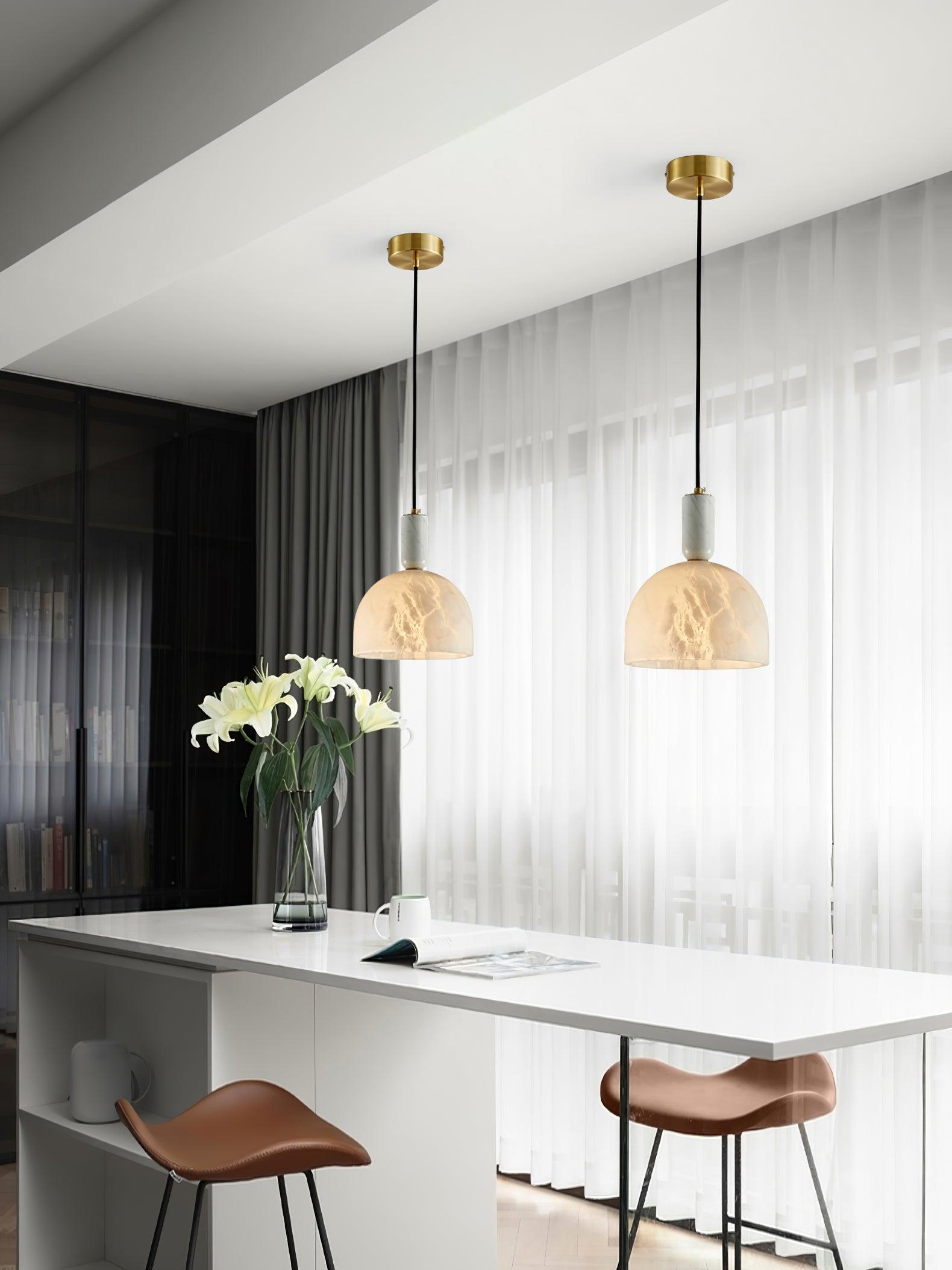 Leda Minimalist Alabaster Pendant Light