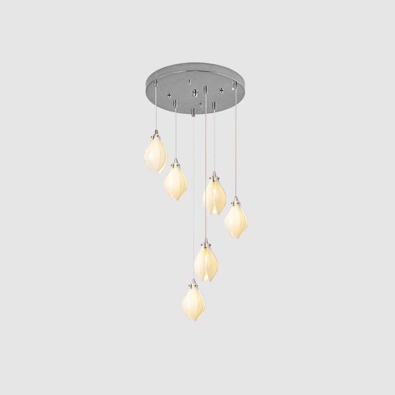 Lustra Pendant Lamp White Floral Ceramic - Neutral Decor