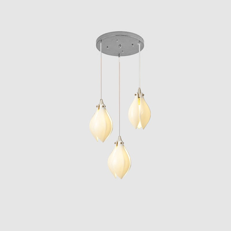 Lustra Pendant Lamp White Floral Ceramic - Neutral Decor