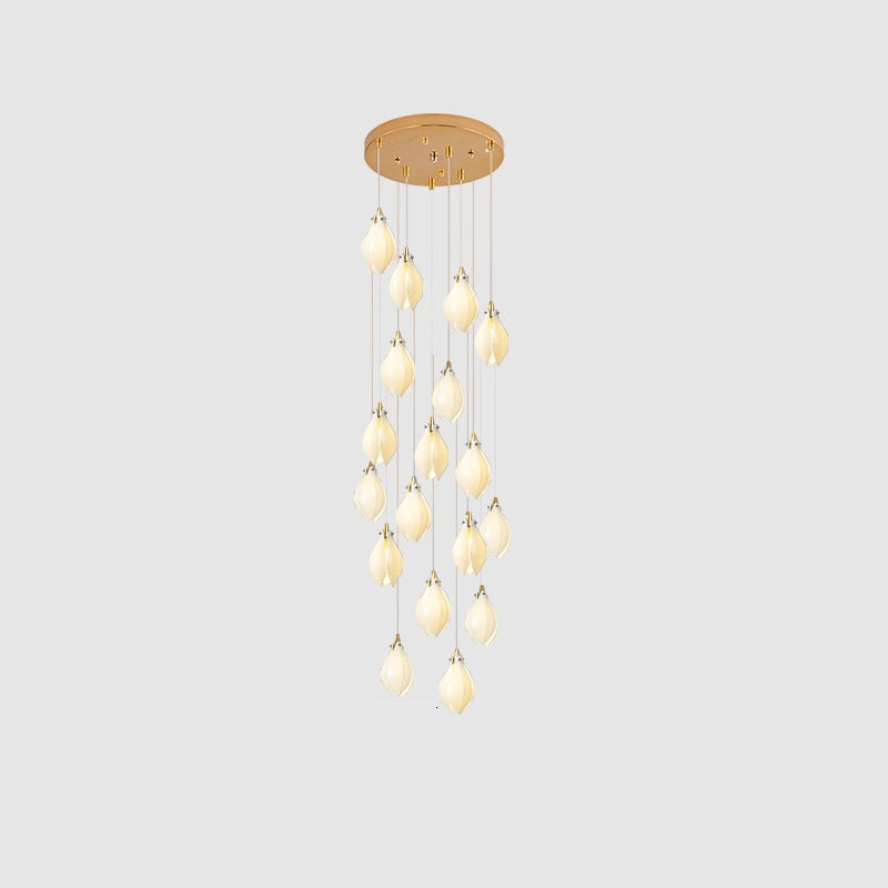 Lustra Pendant Lamp White Floral Ceramic - Neutral Decor