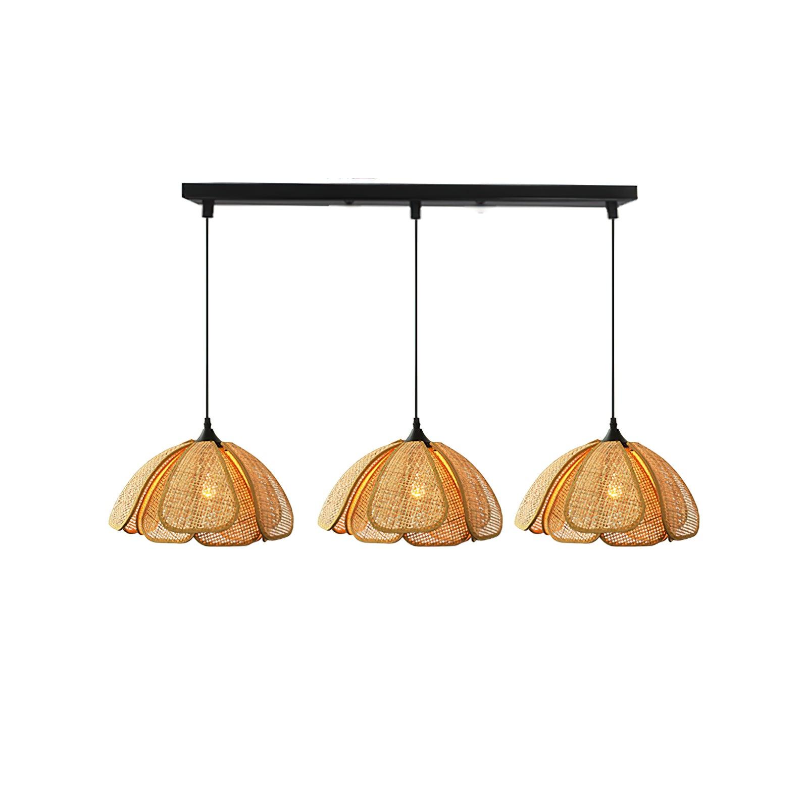 Dyor Elegance Bloom Rattan Fabric Pendant Lamp