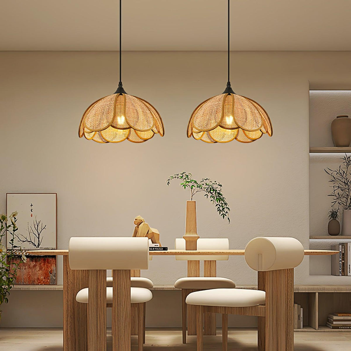 Dyor Elegance Bloom Rattan Fabric Pendant Lamp