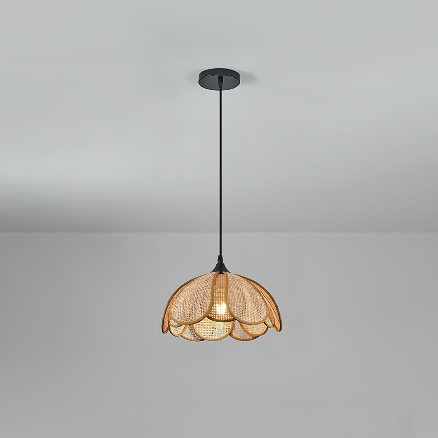 Dyor Elegance Bloom Rattan Fabric Pendant Lamp