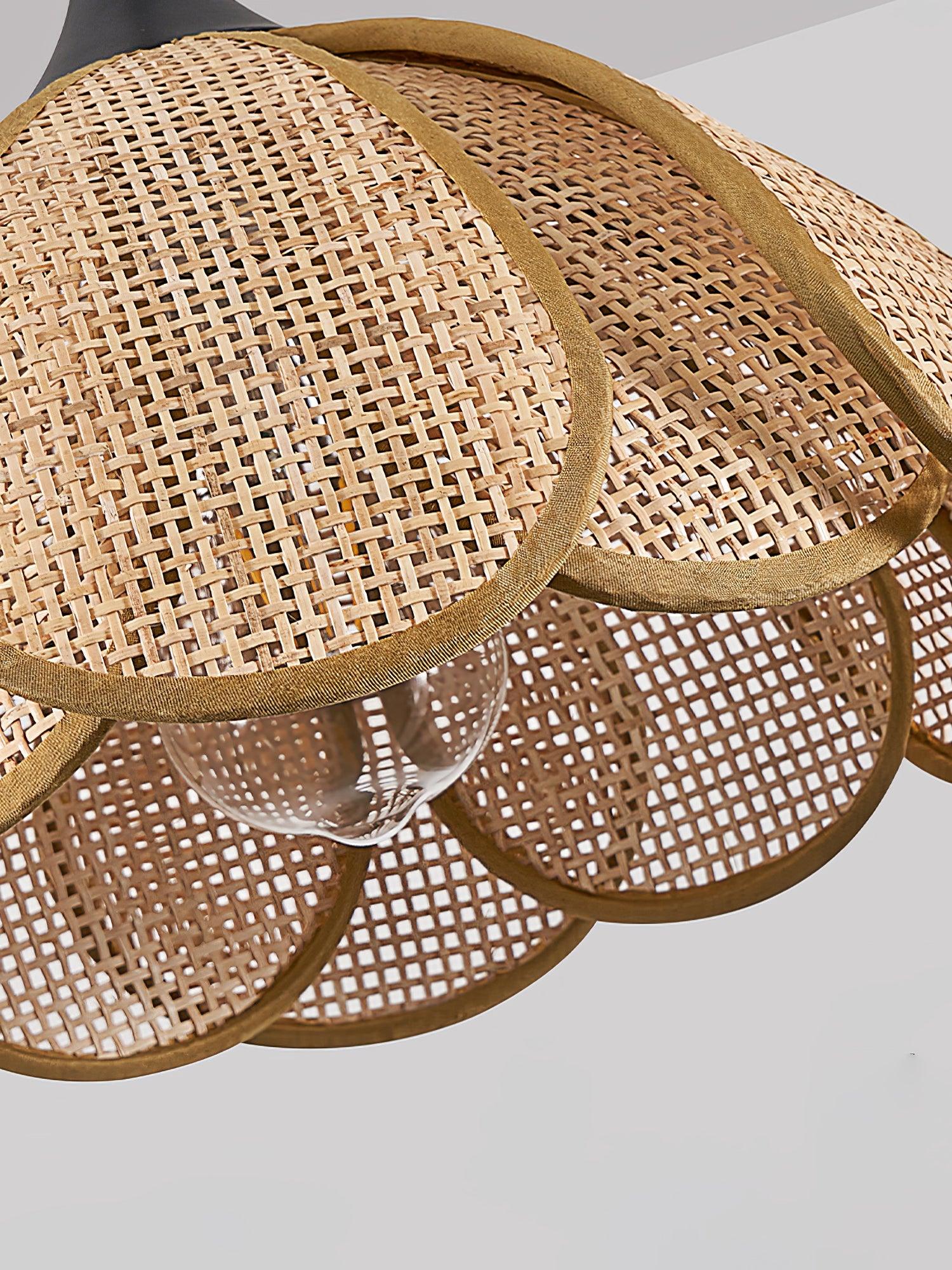 Dyor Elegance Bloom Rattan Fabric Pendant Lamp