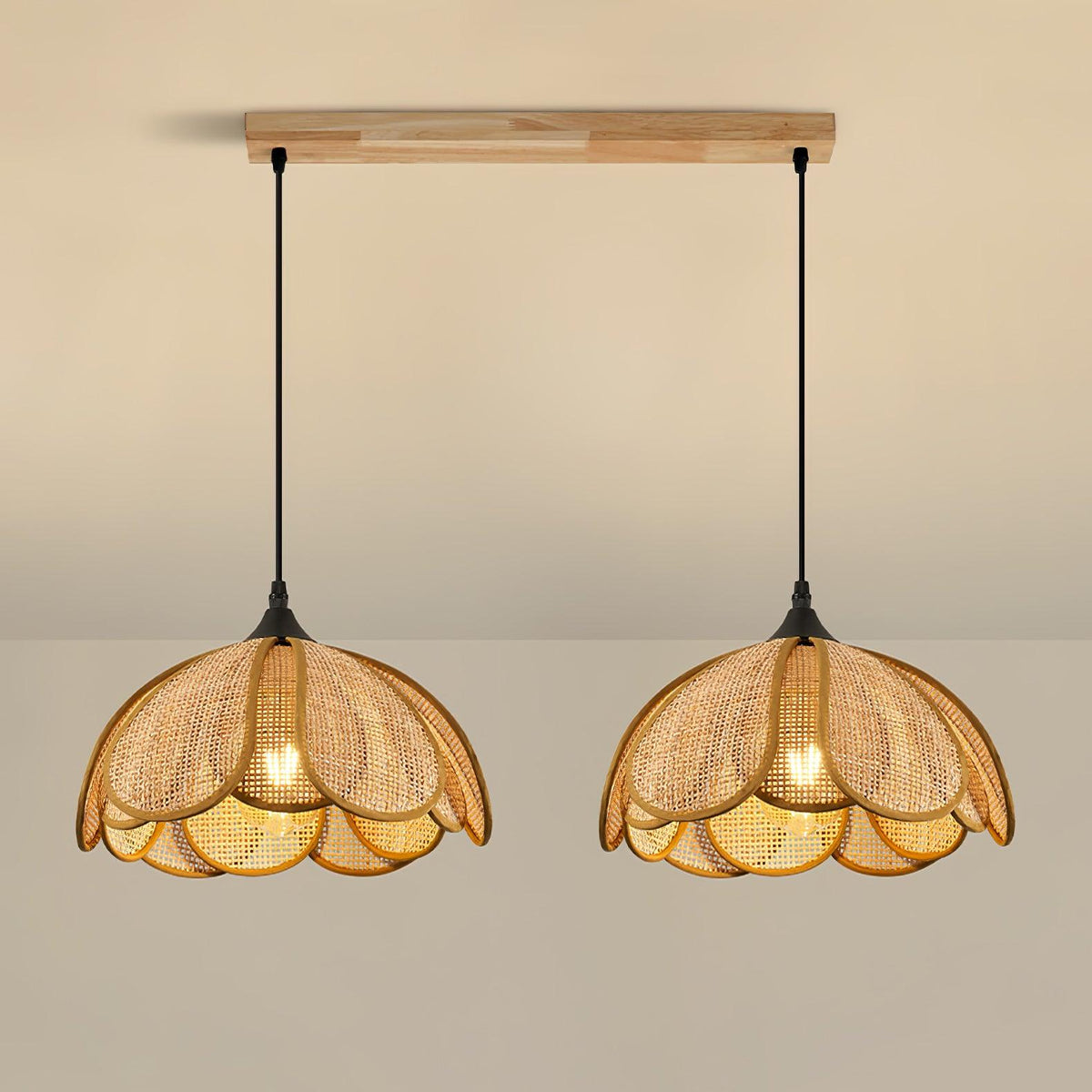 Dyor Elegance Bloom Rattan Fabric Pendant Lamp