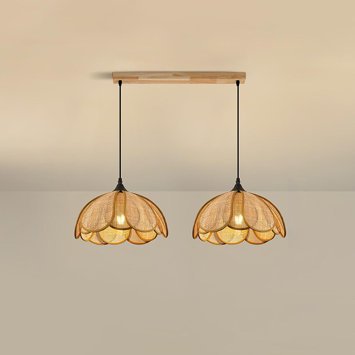 Dyor Elegance Bloom Rattan Fabric Pendant Lamp