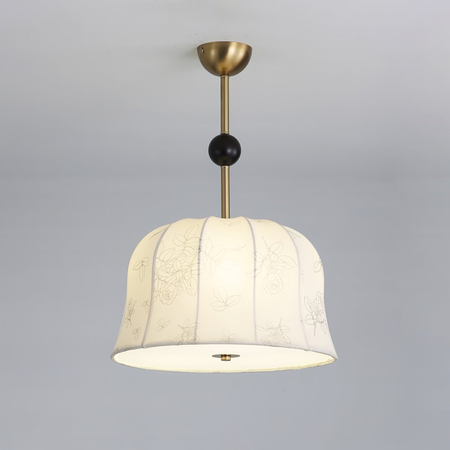 Avnoren Blossom Curve Fabric Wood Pendant Lamp