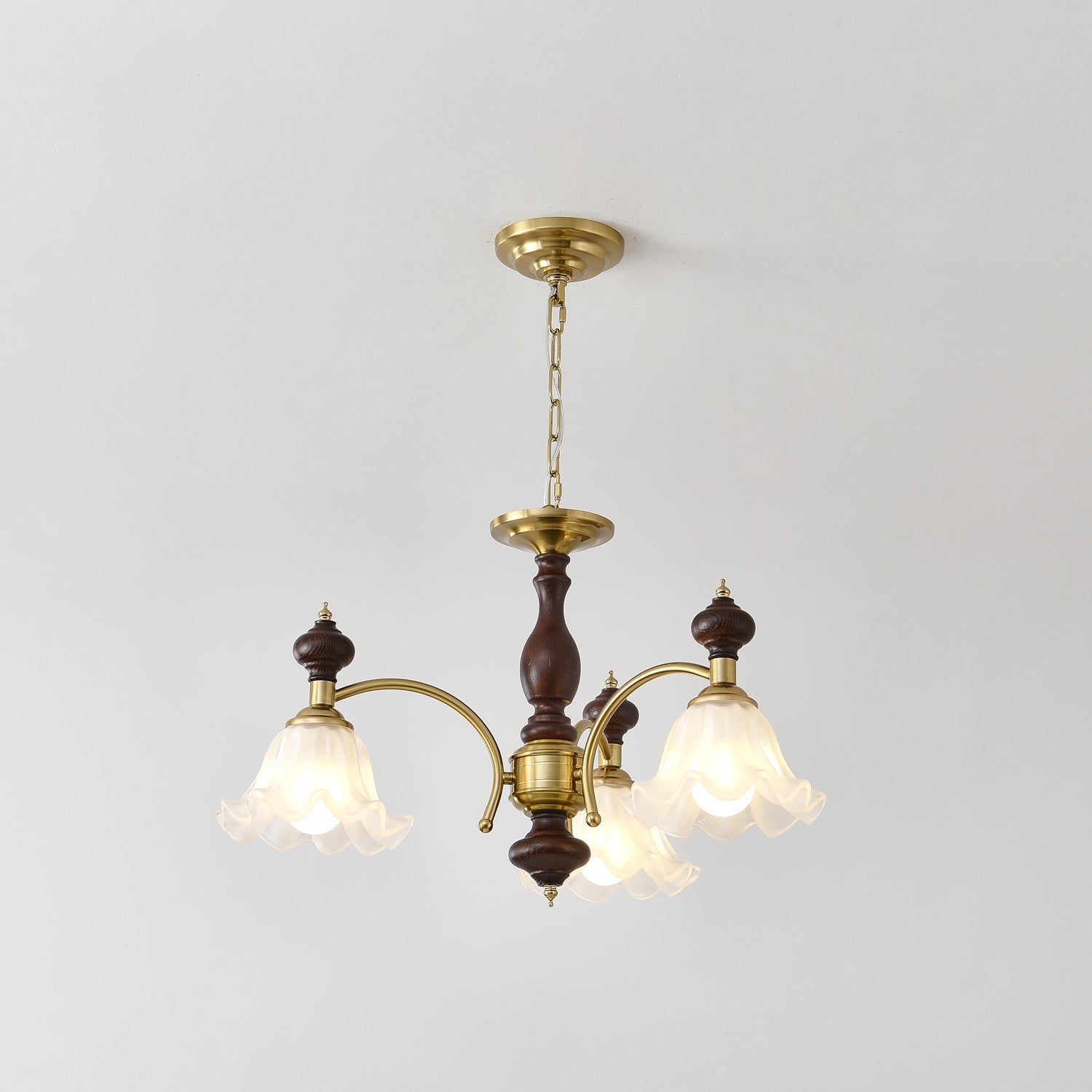 Jesolan Chandelier Wood & Brass Blossom Flowers