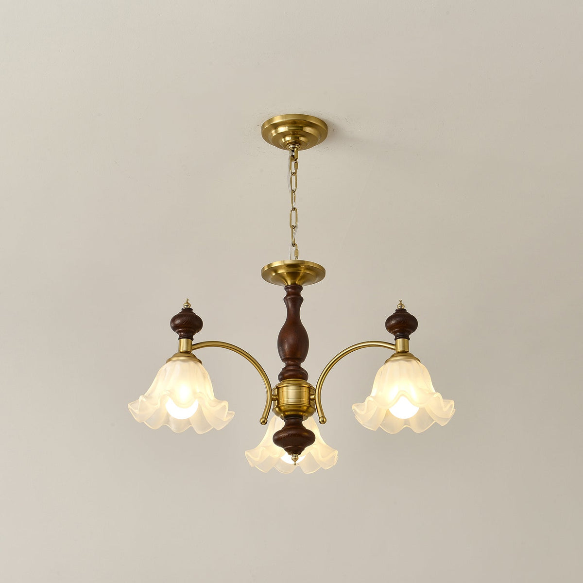 Jesolan Chandelier Wood & Brass Blossom Flowers