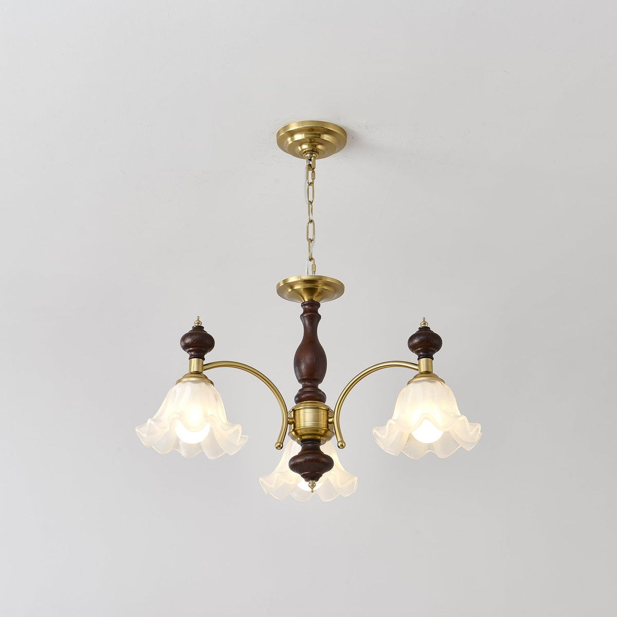 Jesolan Chandelier Wood & Brass Blossom Flowers