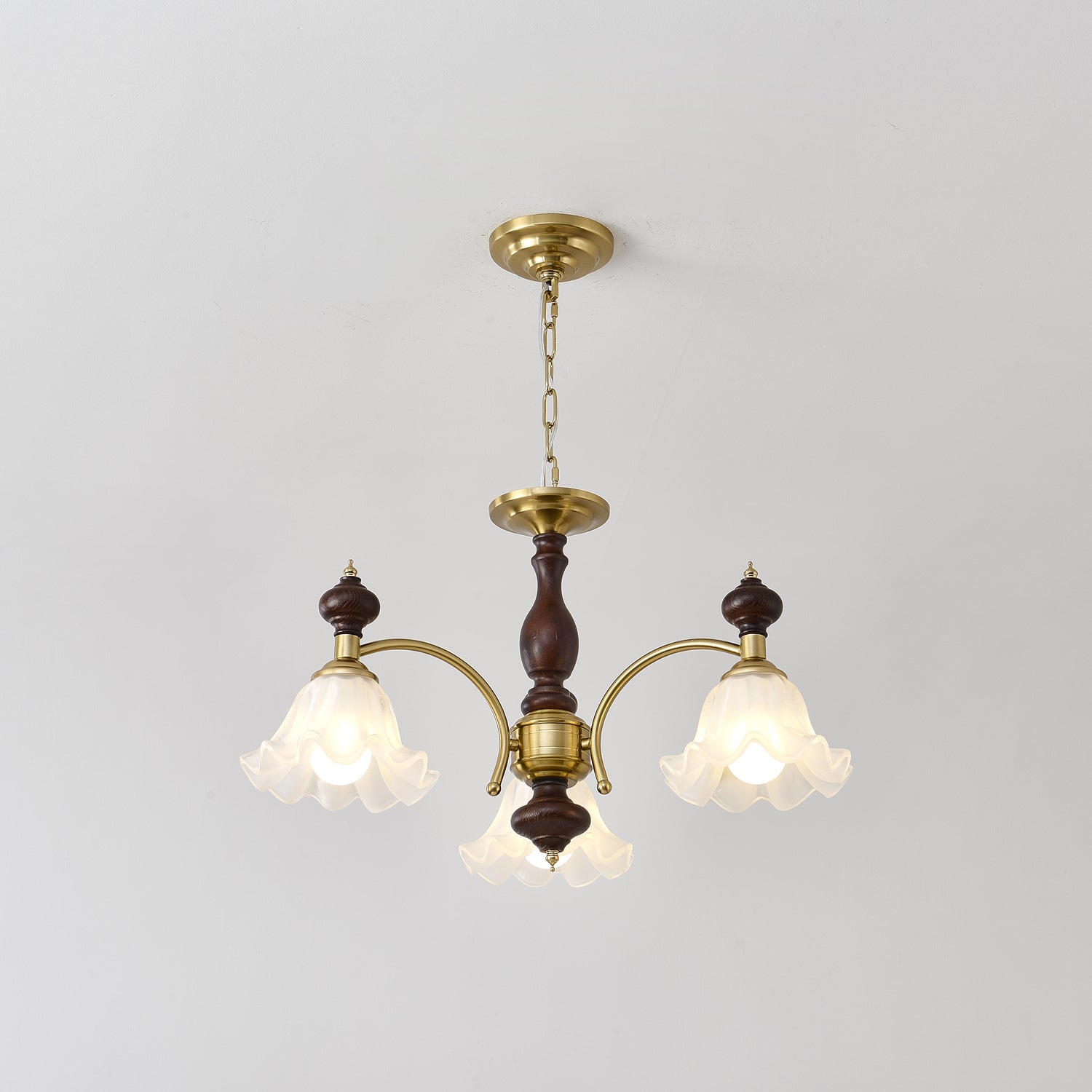 Jesolan Chandelier Wood & Brass Blossom Flowers