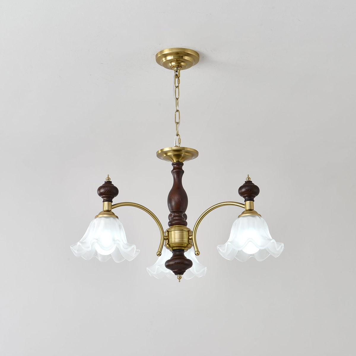Jesolan Chandelier Wood & Brass Blossom Flowers