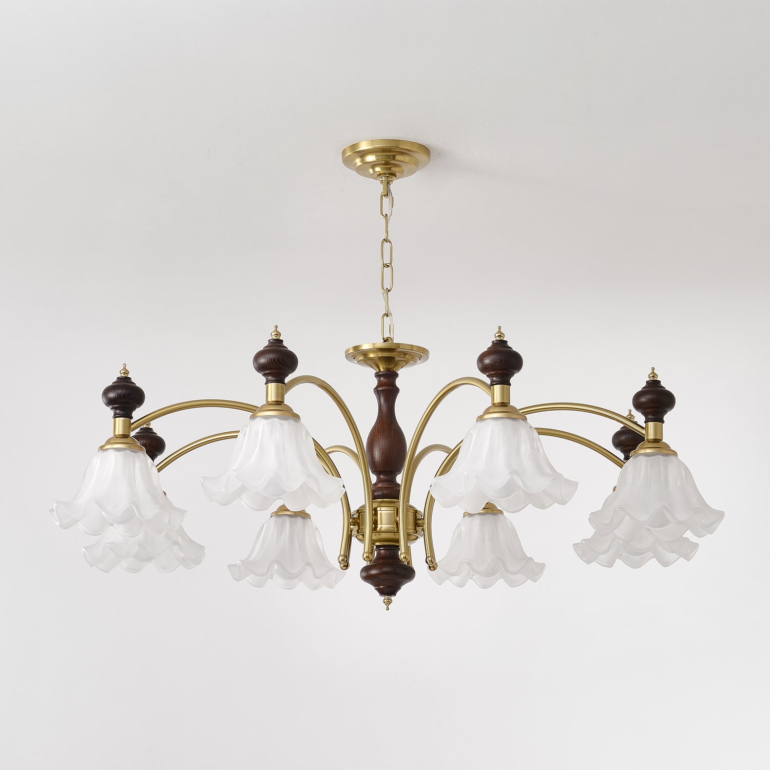 Jesolan Chandelier Wood & Brass Blossom Flowers