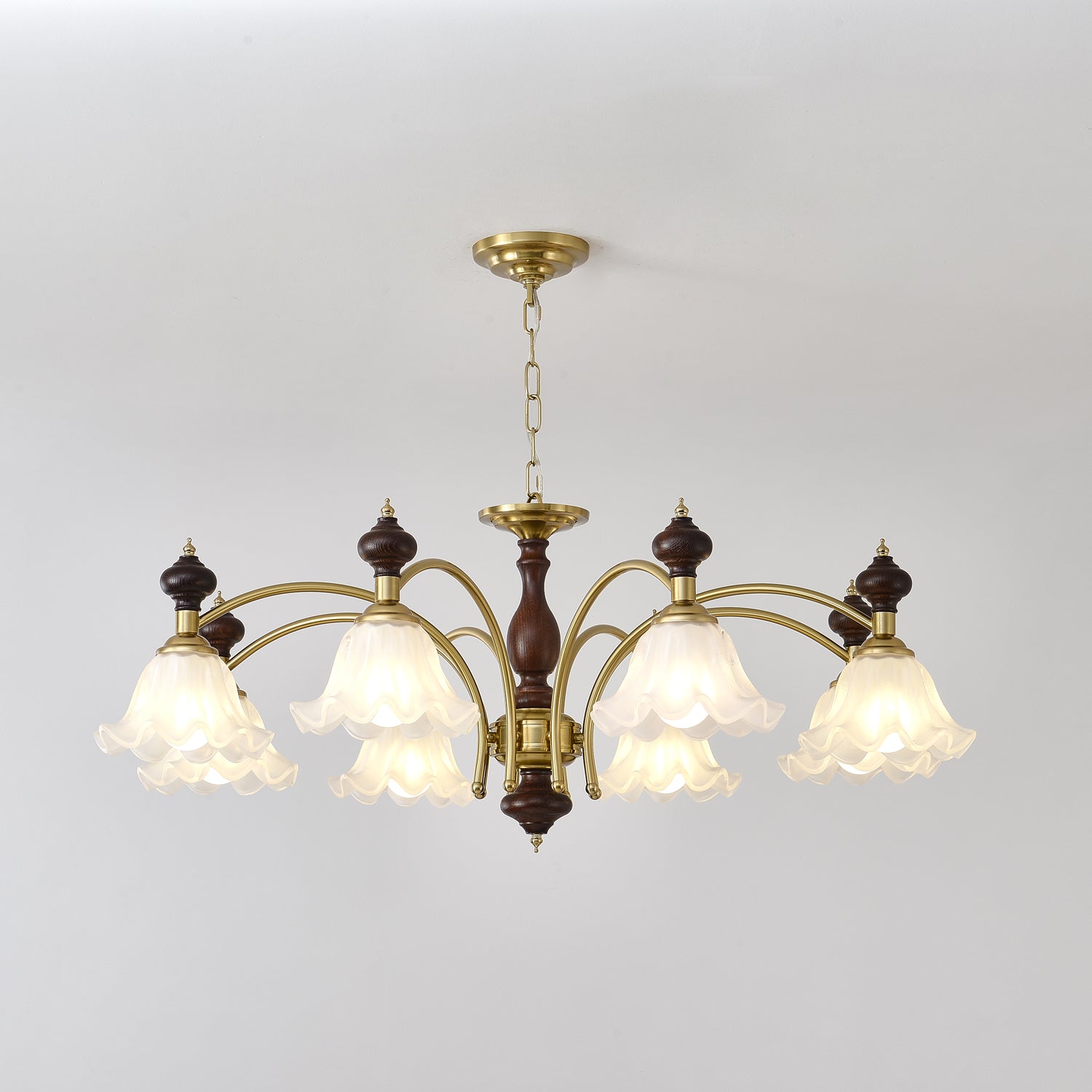 Jesolan Chandelier Wood & Brass Blossom Flowers