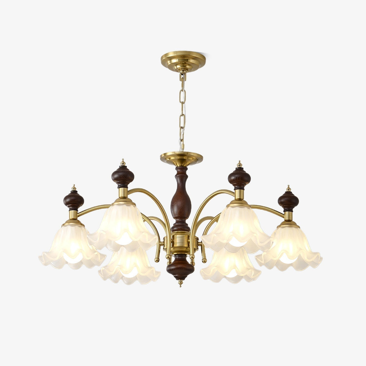 Jesolan Chandelier Wood & Brass Blossom Flowers