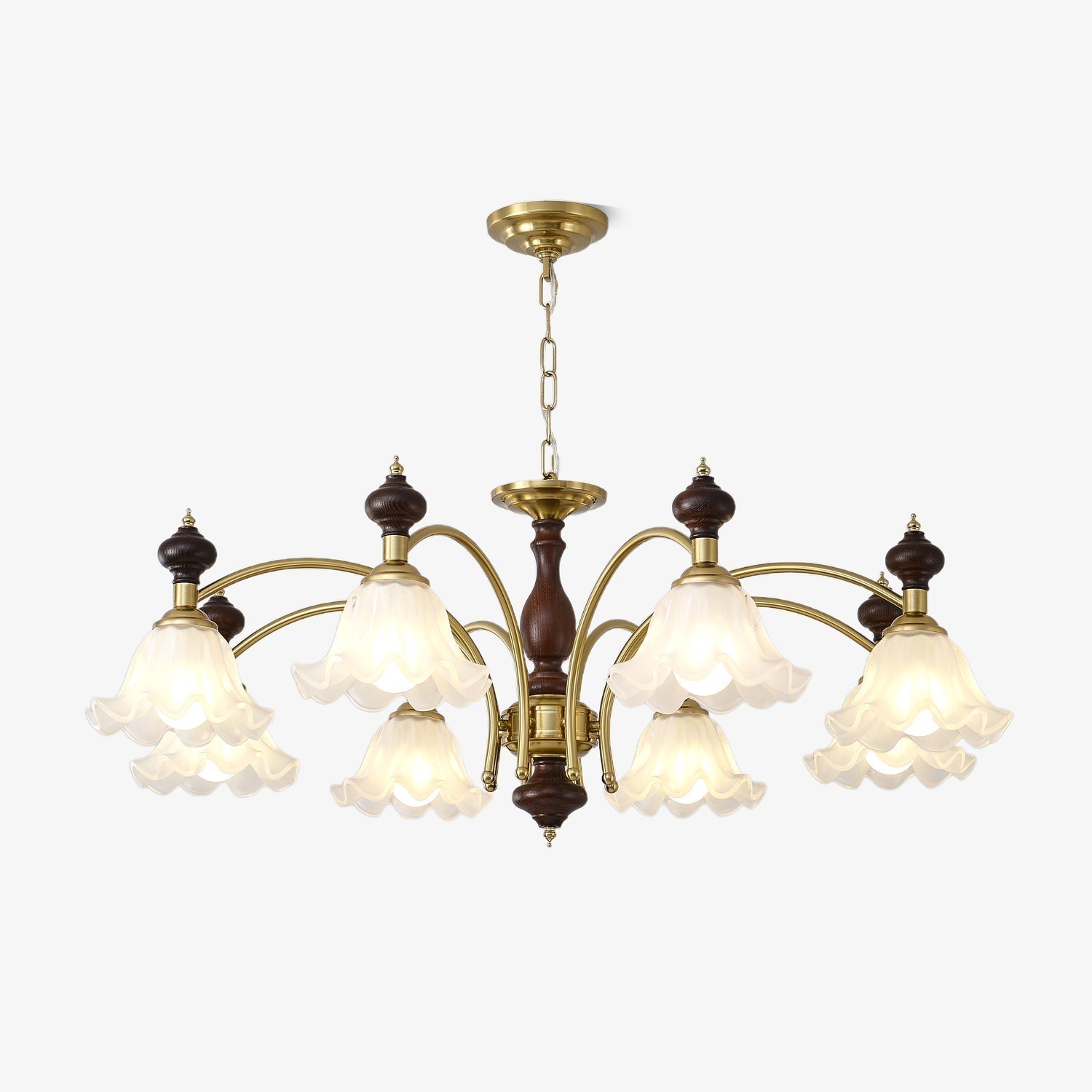 Jesolan Chandelier Wood & Brass Blossom Flowers