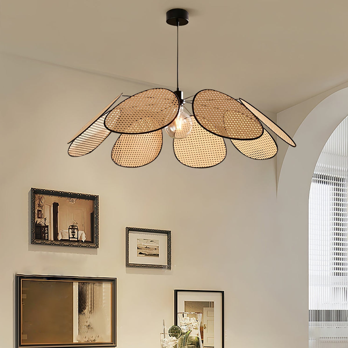 Orvara Blossom Petal Rattan Pendant Lamp