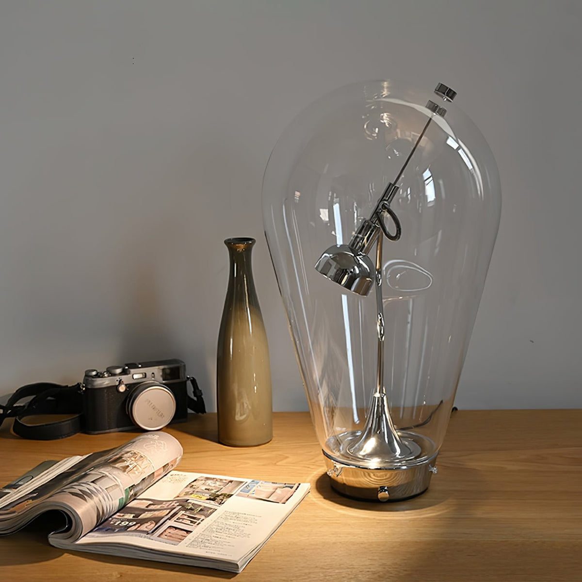 Veroce Glass Industrial Table Lamp