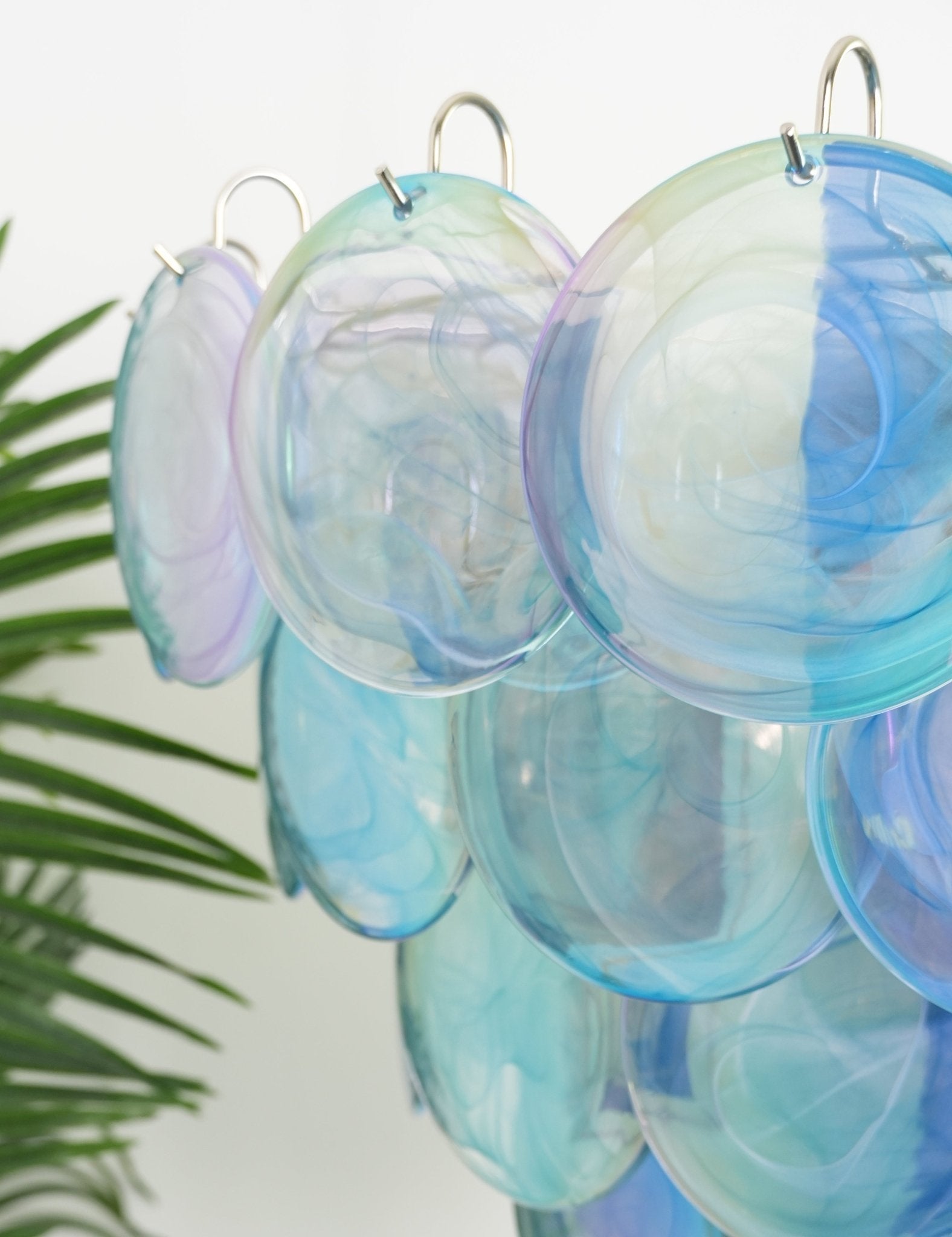 Veloissa Chandelier Blue Murano Glass Disc Elegant