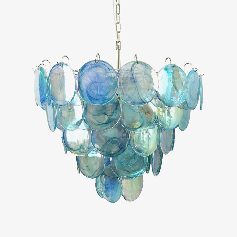 Veloissa Chandelier Blue Murano Glass Disc Elegant