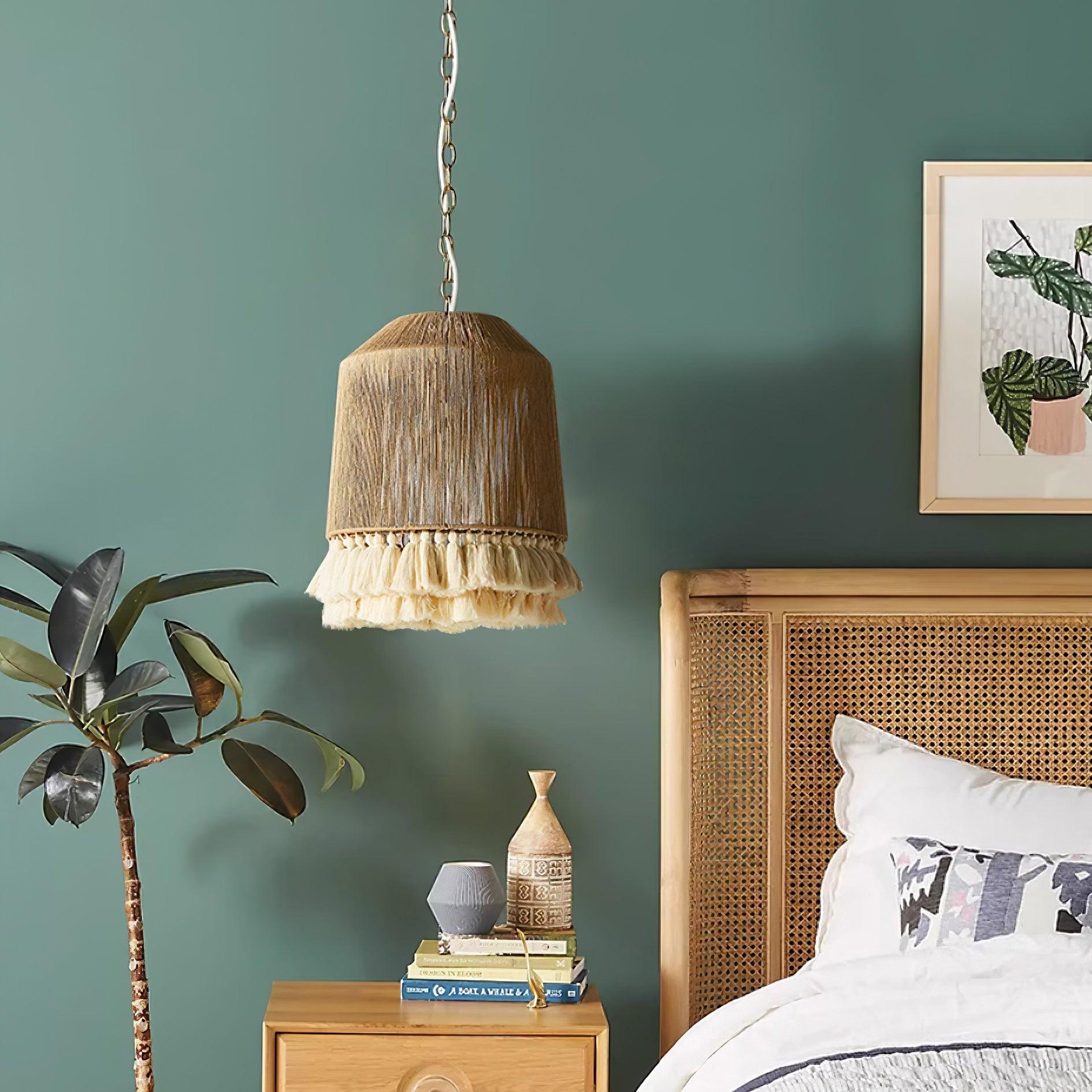 Lustra Pendant Lamp Cotton Tassels for Living Room - Neutral Decor