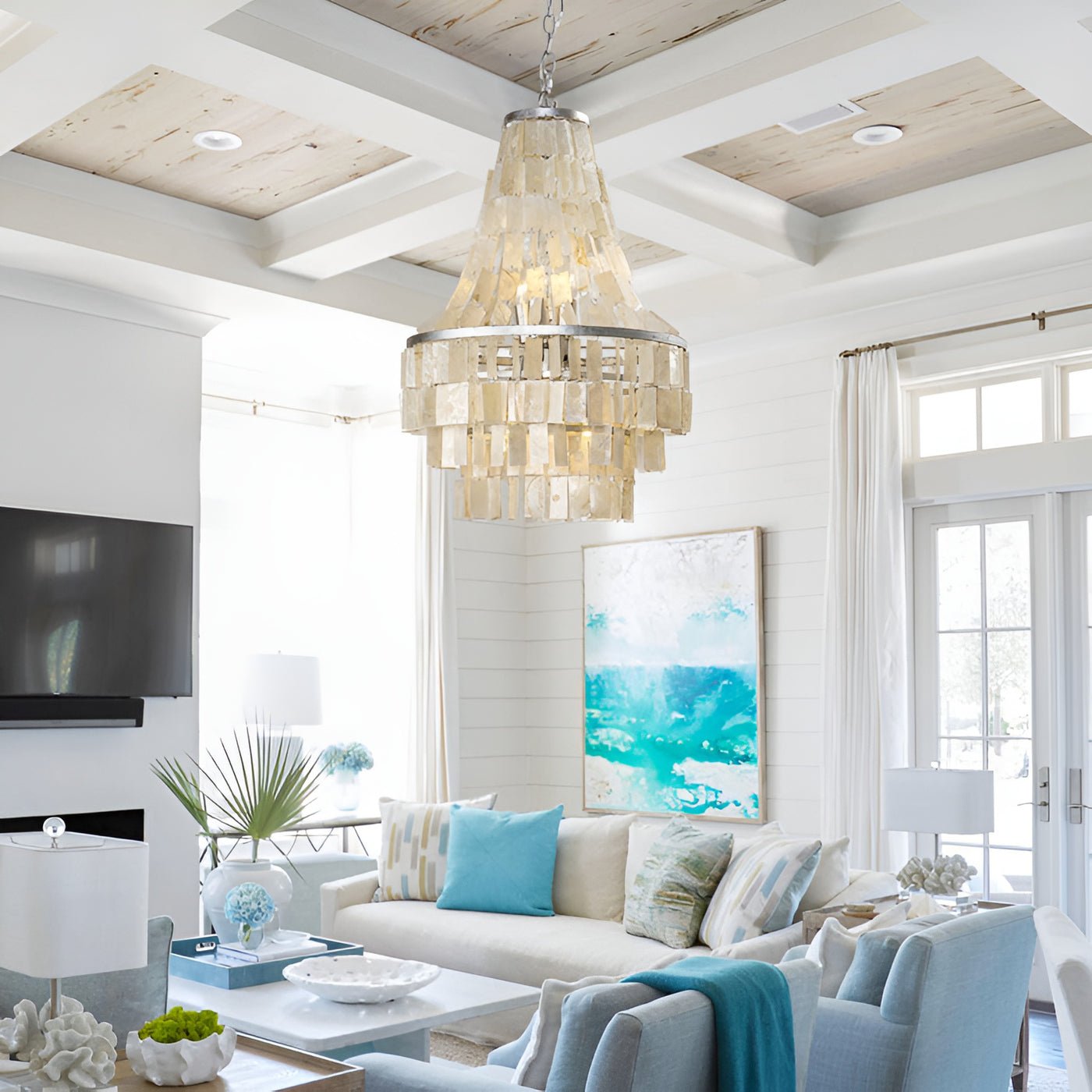Naciira Chandelier Boho Shell Tiered