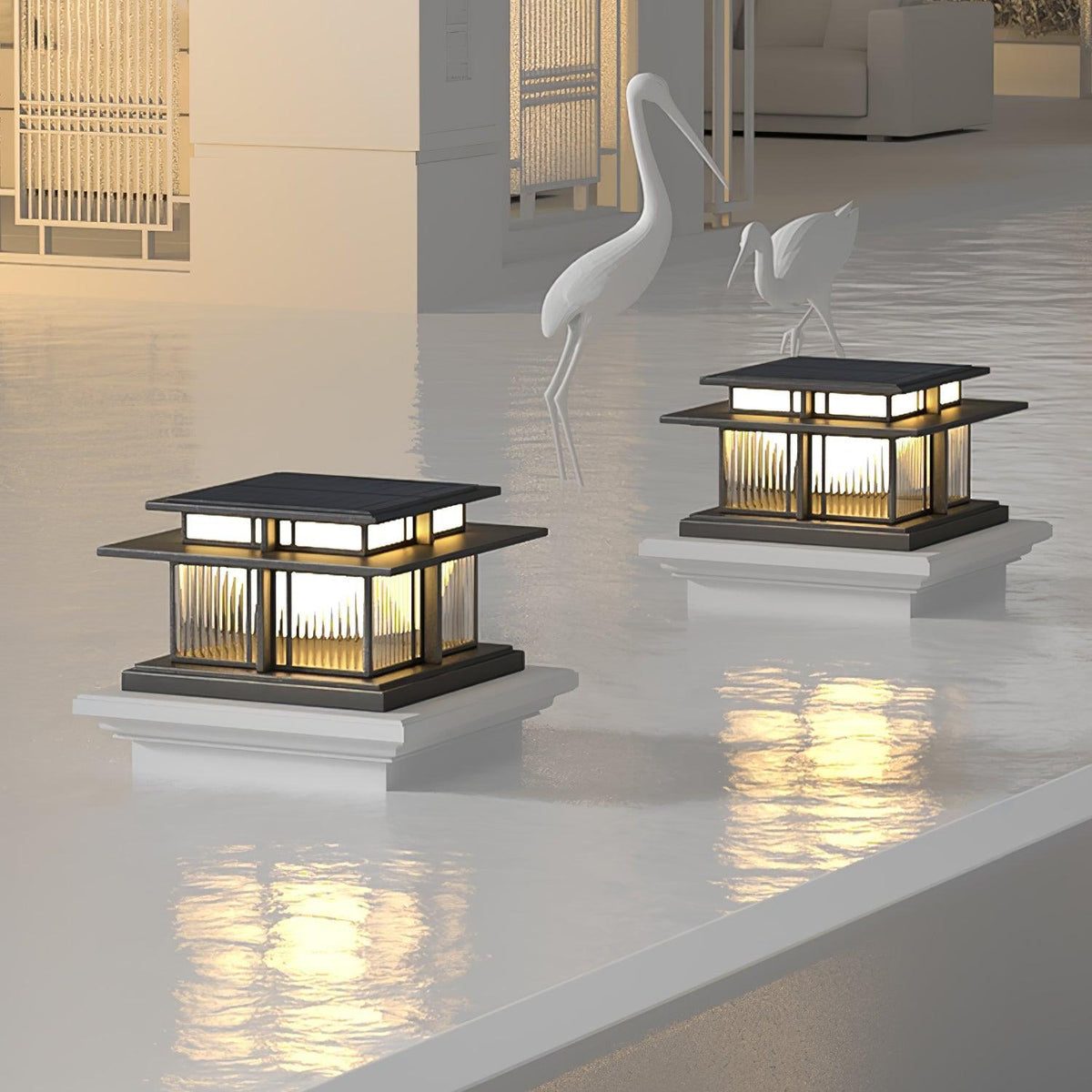Evander Pillar Solar / Hardwire Outdoor Light