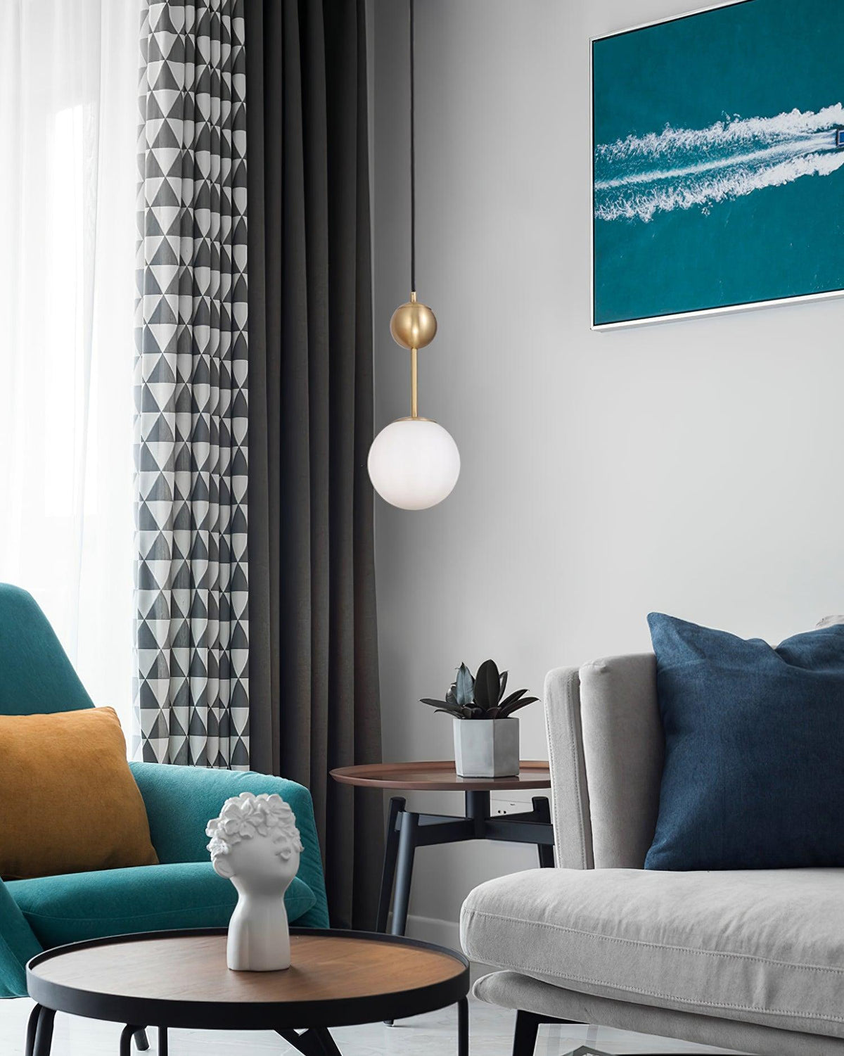 Fird Brass & Glass Classic Pendant Light