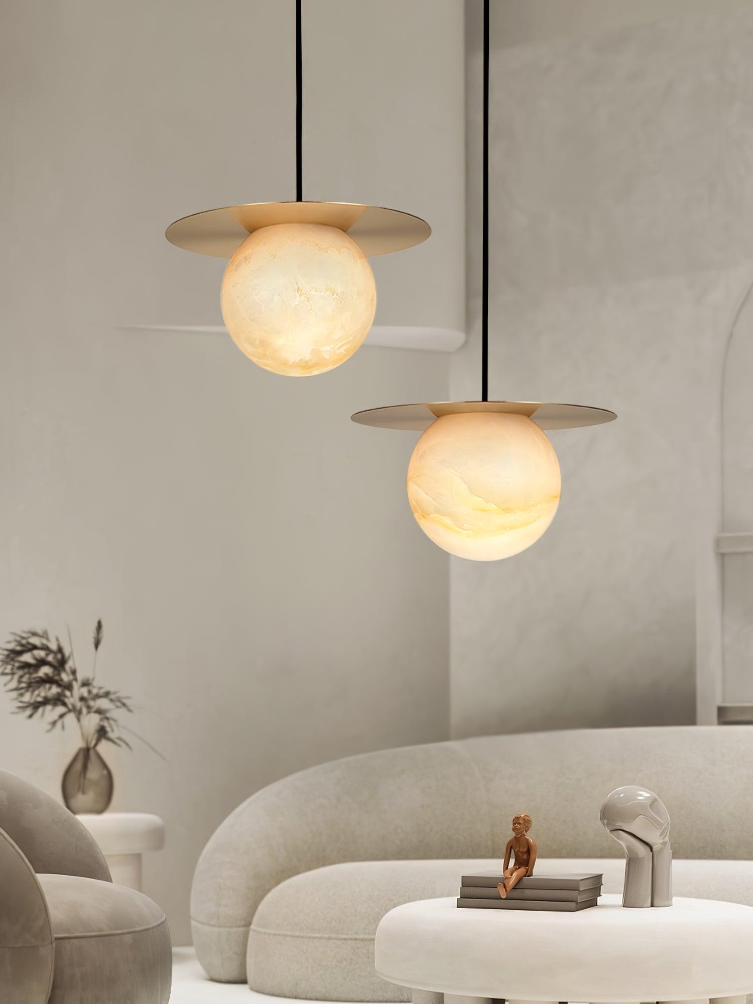 Velar Sphere Alabaster Pendant Light